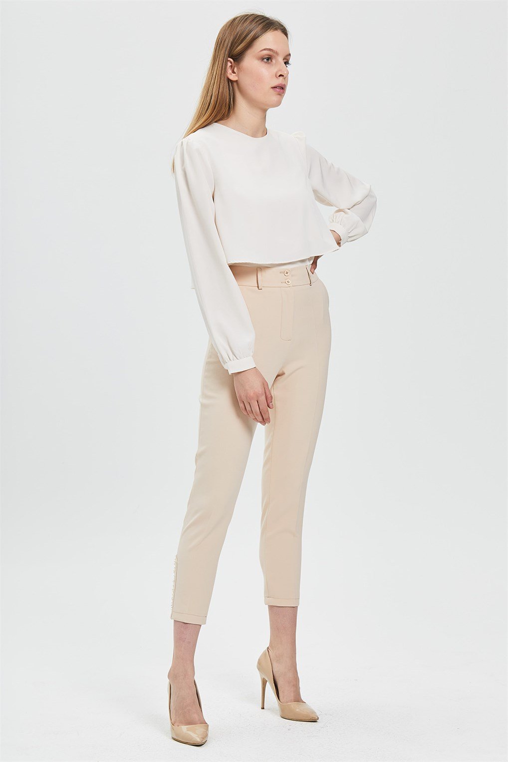Sitare İncili Bilekboy Pantolon 22Y6011- Bej