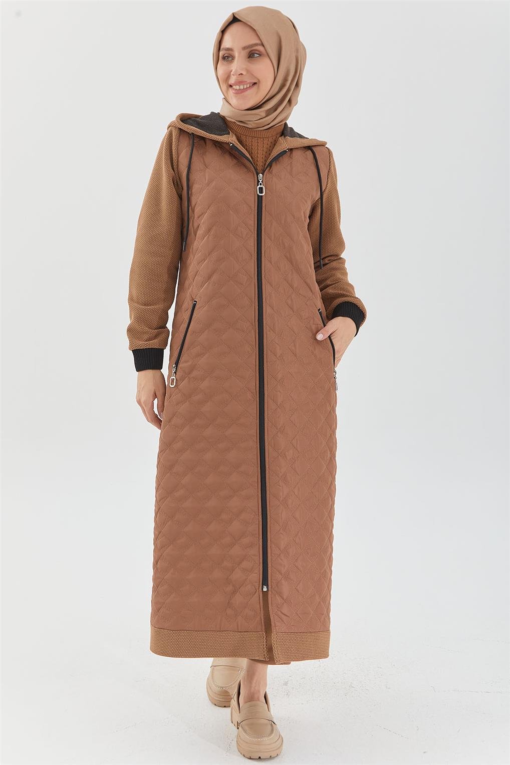 SİTARE KAPİTONE ÖRME SÜET  KOMB.GİYÇIK 244065- Taba