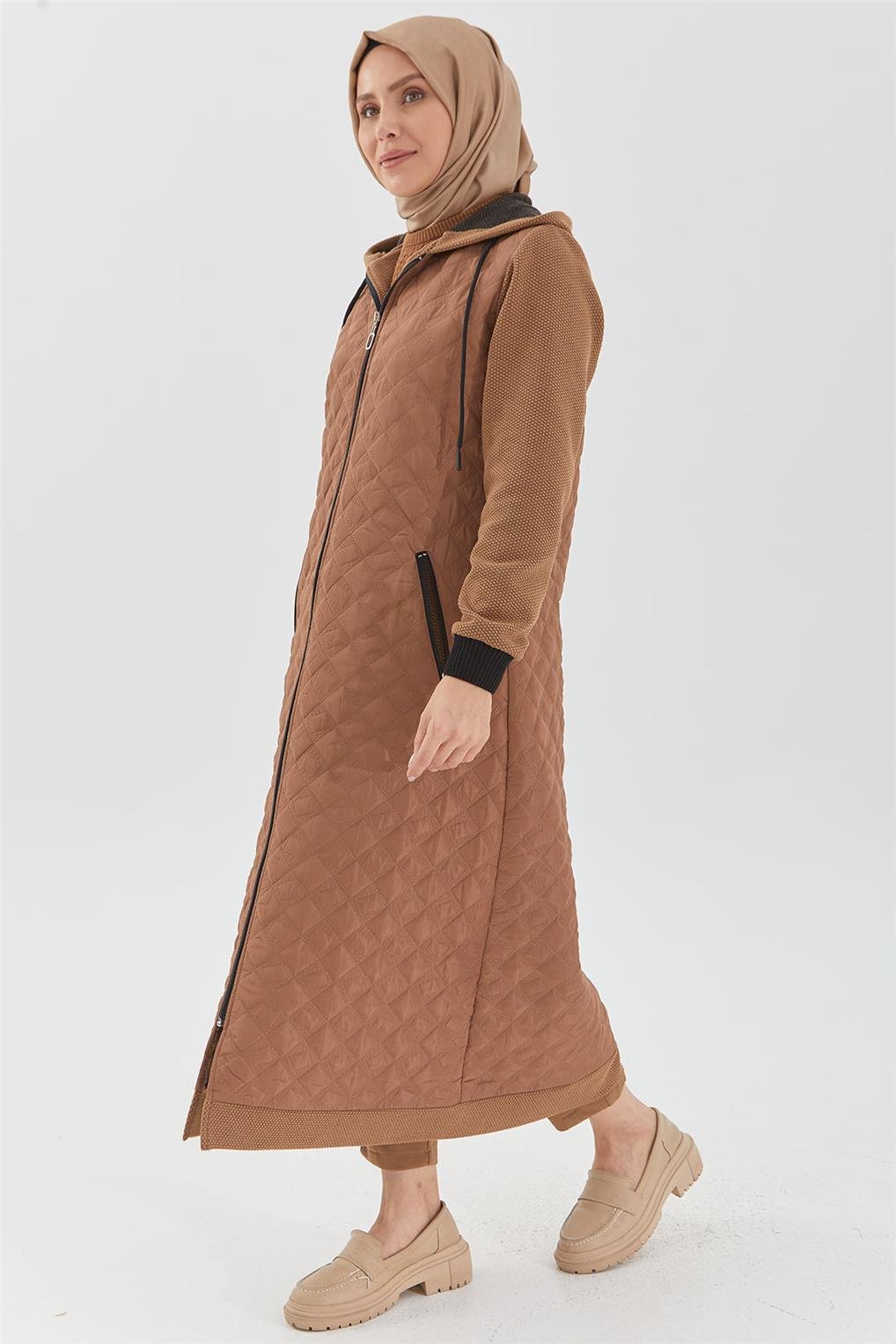 SİTARE KAPİTONE ÖRME SÜET  KOMB.GİYÇIK 244065- Taba