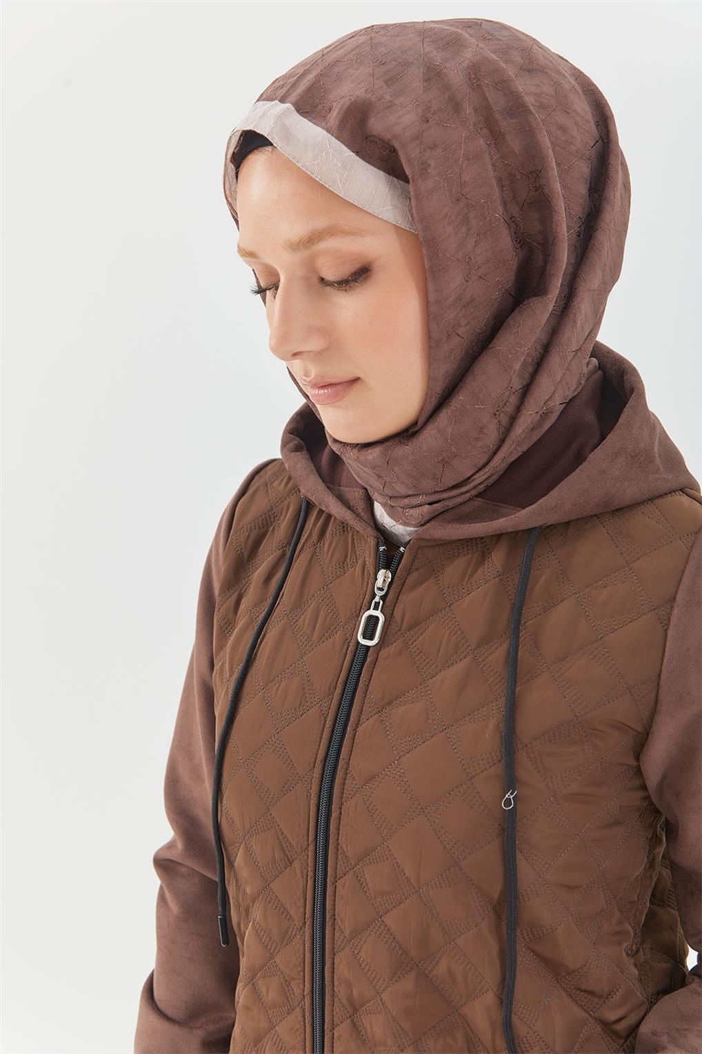 SİTARE KAPİTONE ÖRME SÜET  KOMB.GİYÇIK 244065- Kahverengi