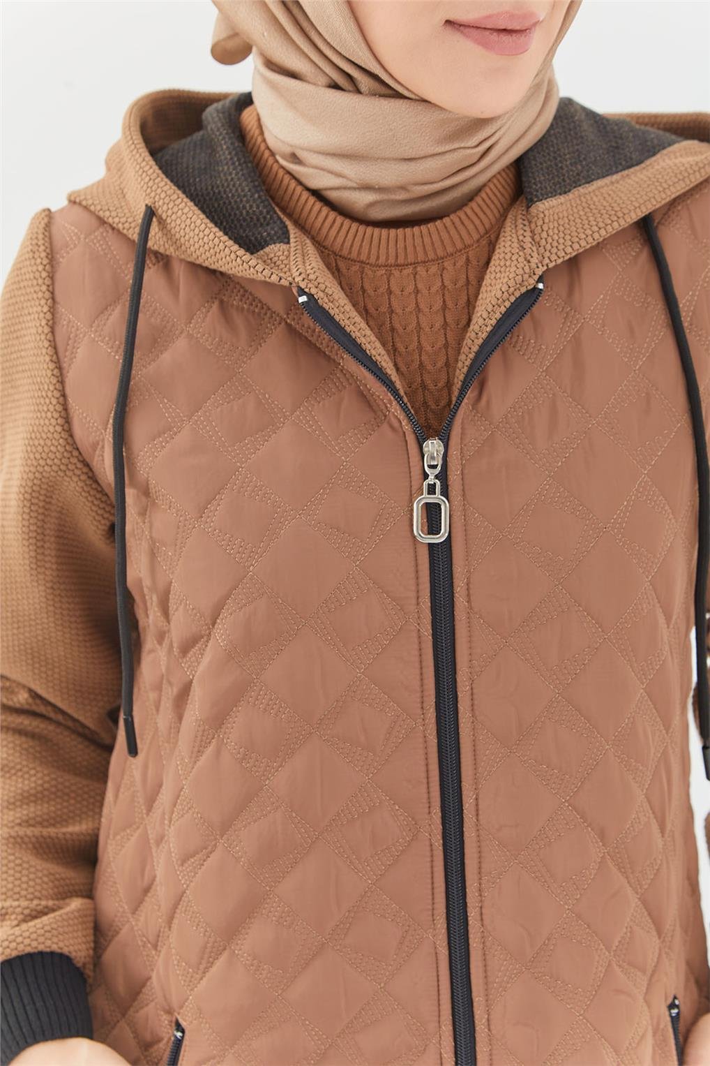 SİTARE KAPİTONE ÖRME SÜET  KOMB.GİYÇIK 244065- Taba