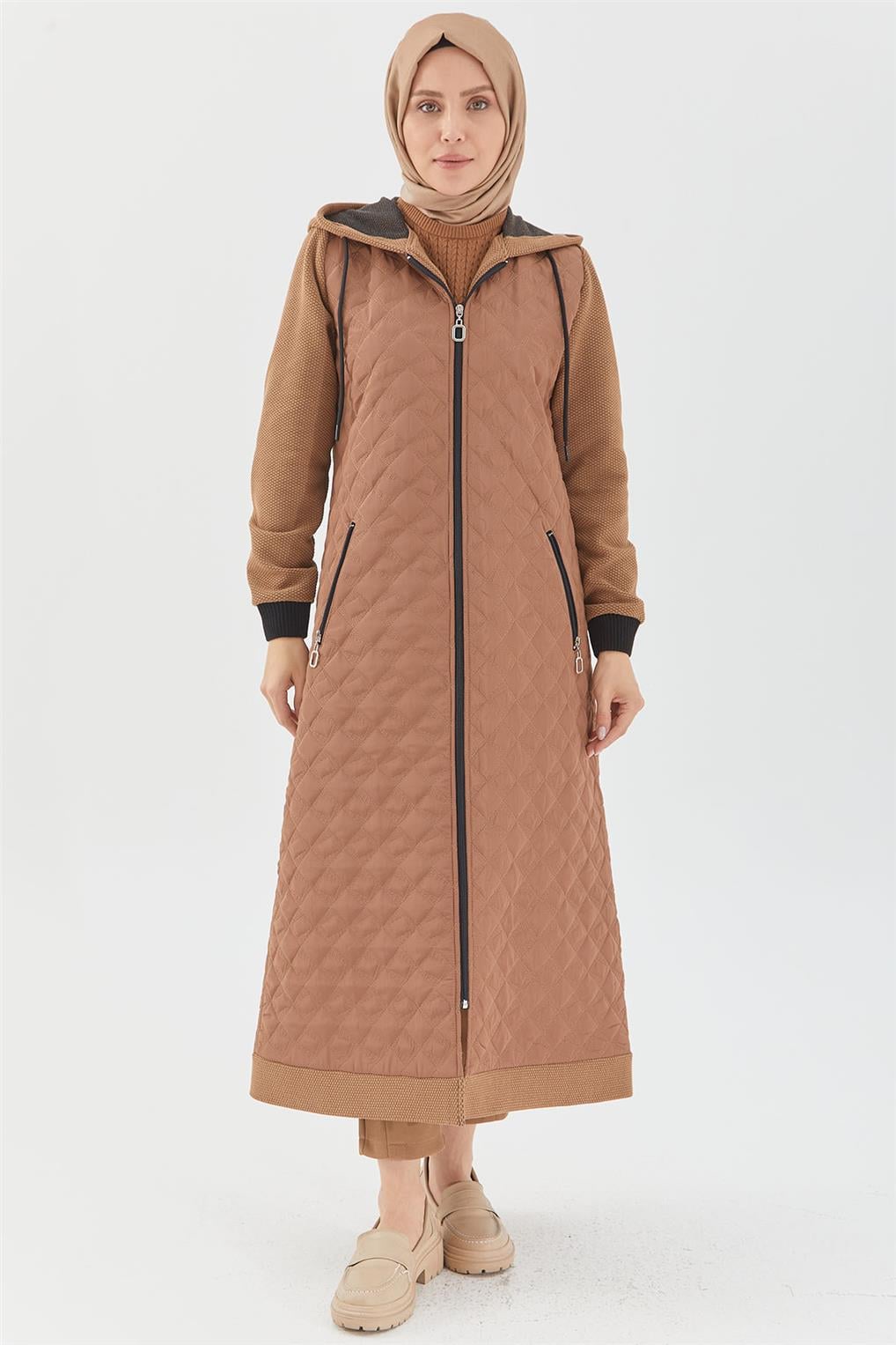 SİTARE KAPİTONE ÖRME SÜET  KOMB.GİYÇIK 244065- Taba