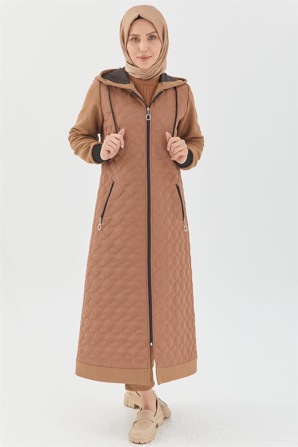 SİTARE KAPİTONE ÖRME SÜET  KOMB.GİYÇIK 244065- Taba