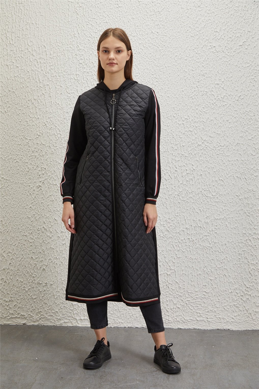 Sitare Kapitoneli Şeritli Giy-Çık 22K108- Siyah