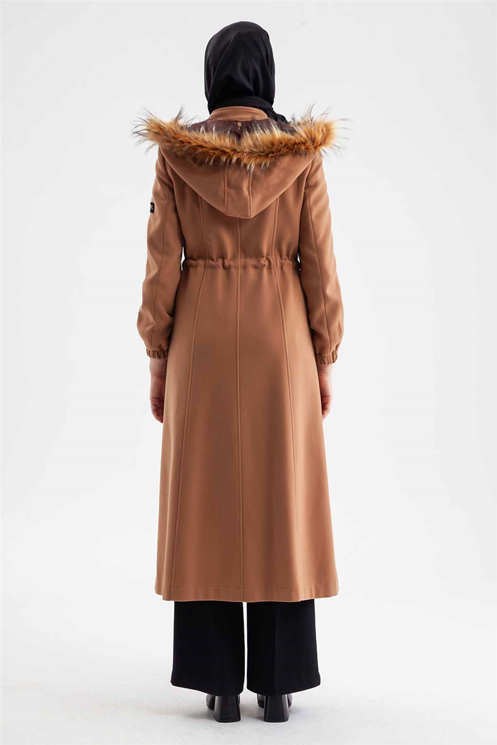 Sitare Kaşmir Kolu Fermuarlı Manto 21K2255- Camel