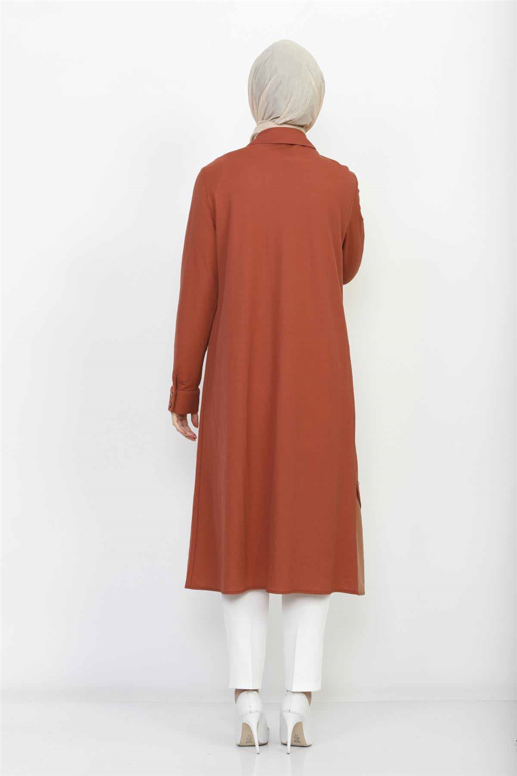 Sitare Kenarı Baskılı Tunik 20Y384- Kiremit