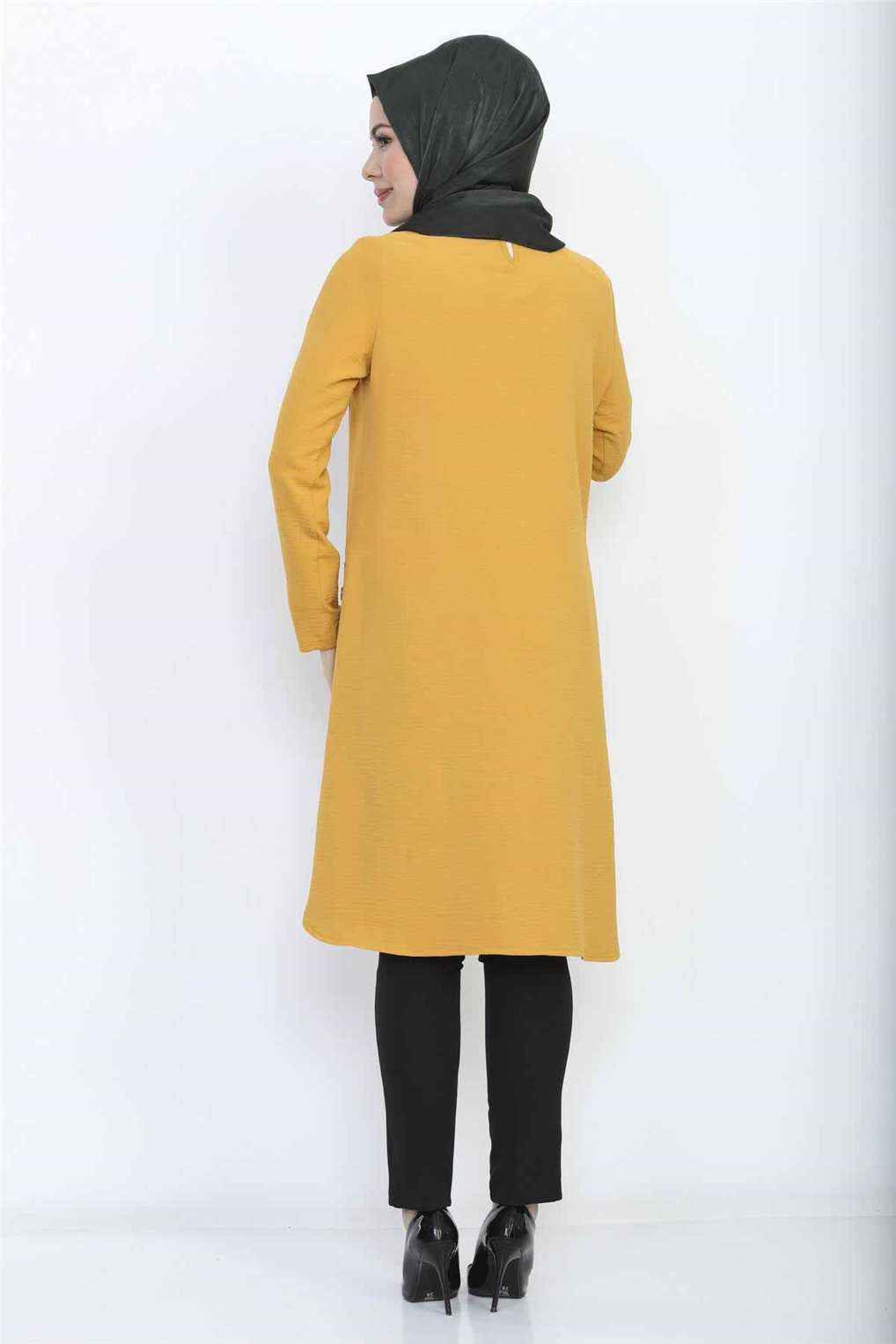 Sitare Kenarları Düğmeli Tunik 20Y421- Hardal