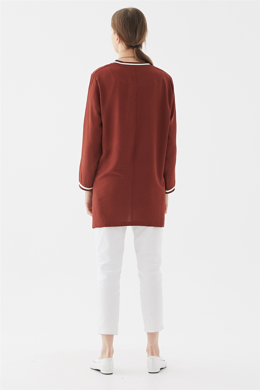 Sitare Kolyeli Ribanalı Tunik 21YSNSU7004- Kiremit