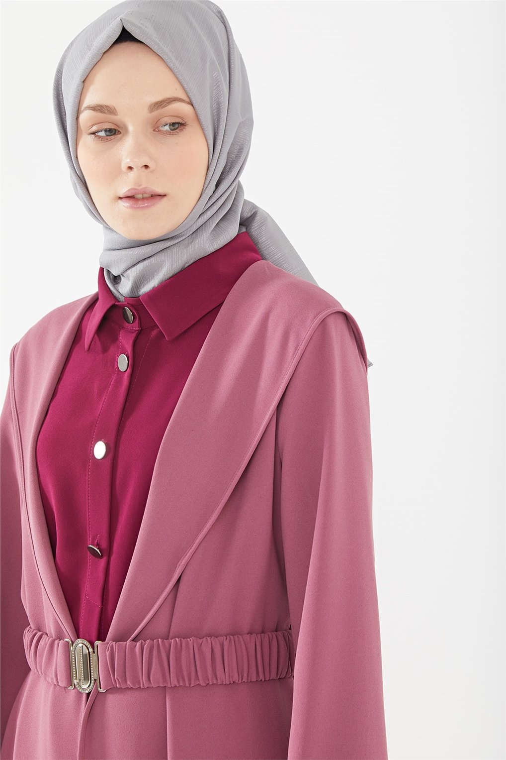 Sitare Krep Beli Kemerli Giy-Çık 21Y930- Gül