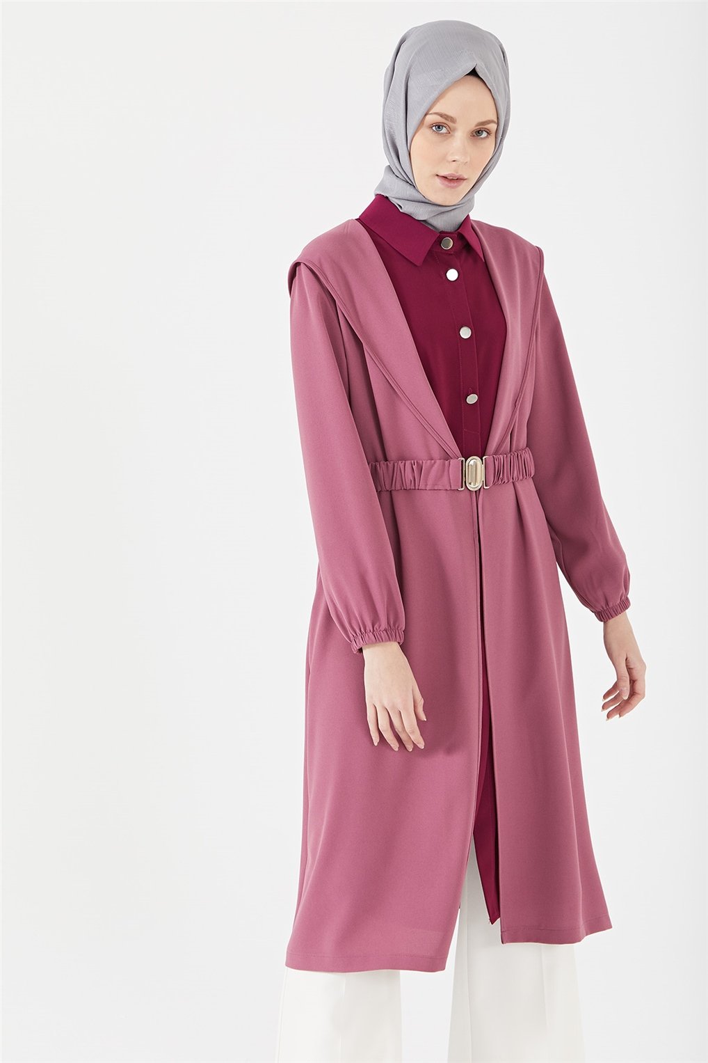 Sitare Krep Beli Kemerli Giy-Çık 21Y930- Gül