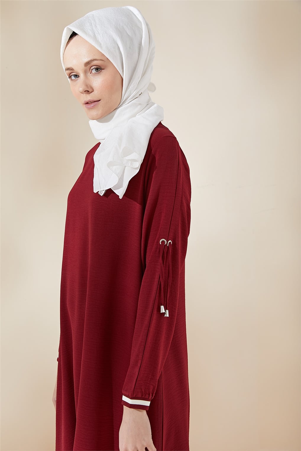 Sitare Kuçgözlü Bağcıklı Tunik 21YSNYSTN7014- Bordo