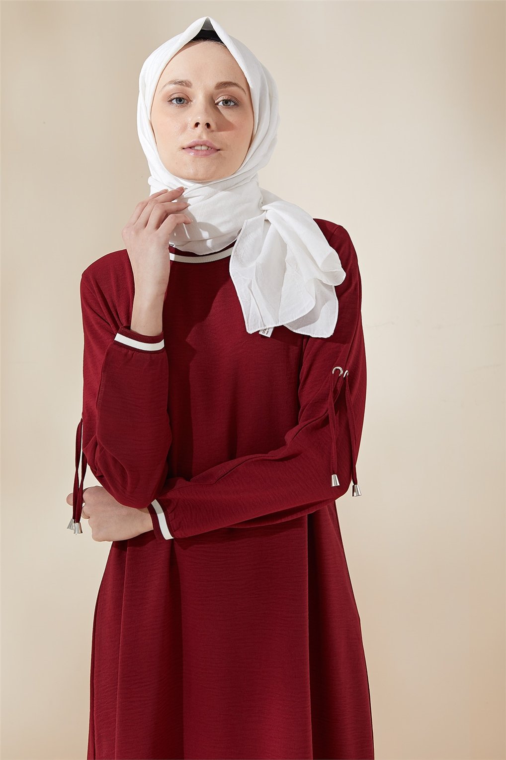 Sitare Kuçgözlü Bağcıklı Tunik 21YSNYSTN7014- Bordo