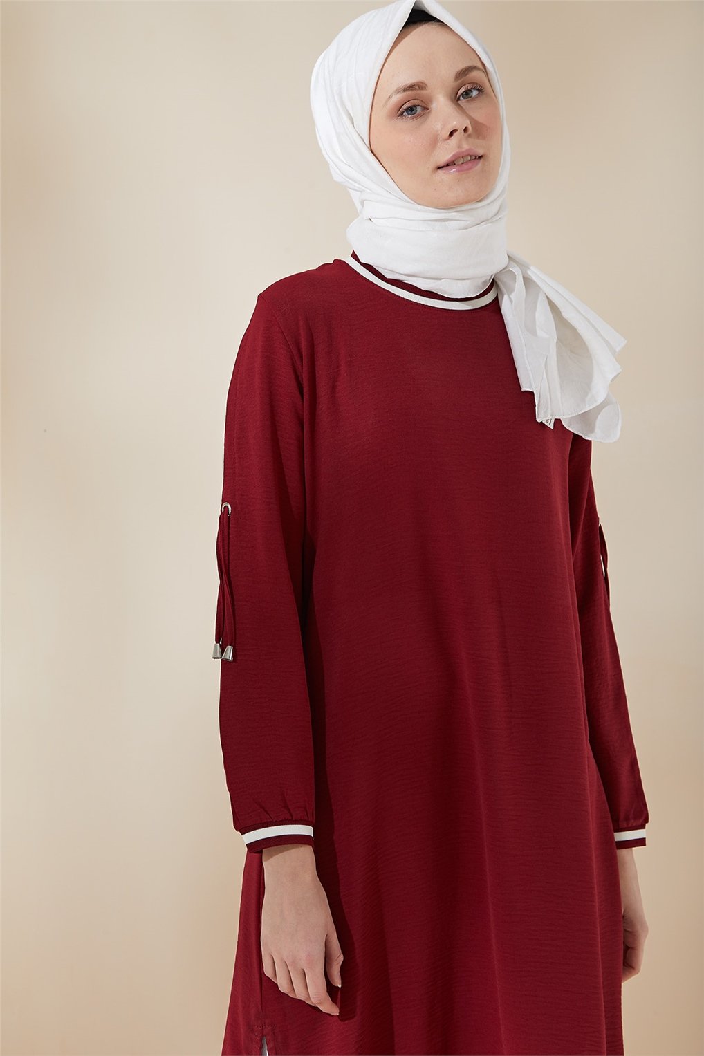 Sitare Kuçgözlü Bağcıklı Tunik 21YSNYSTN7014- Bordo
