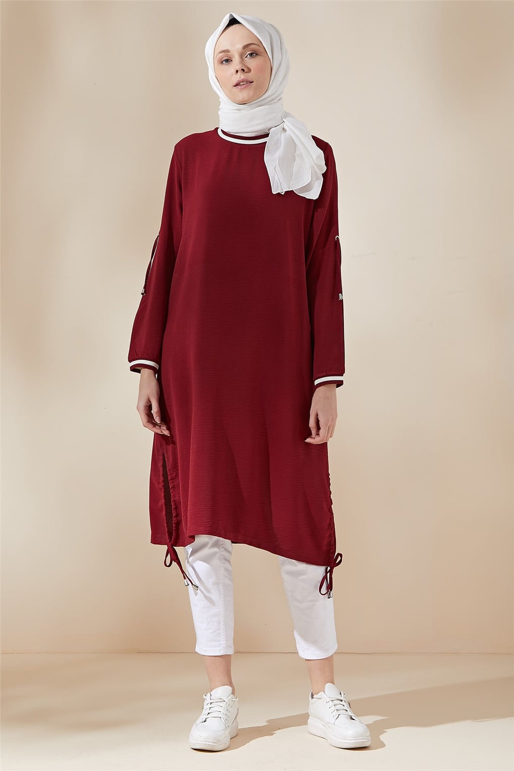 Sitare Kuçgözlü Bağcıklı Tunik 21YSNYSTN7014- Bordo