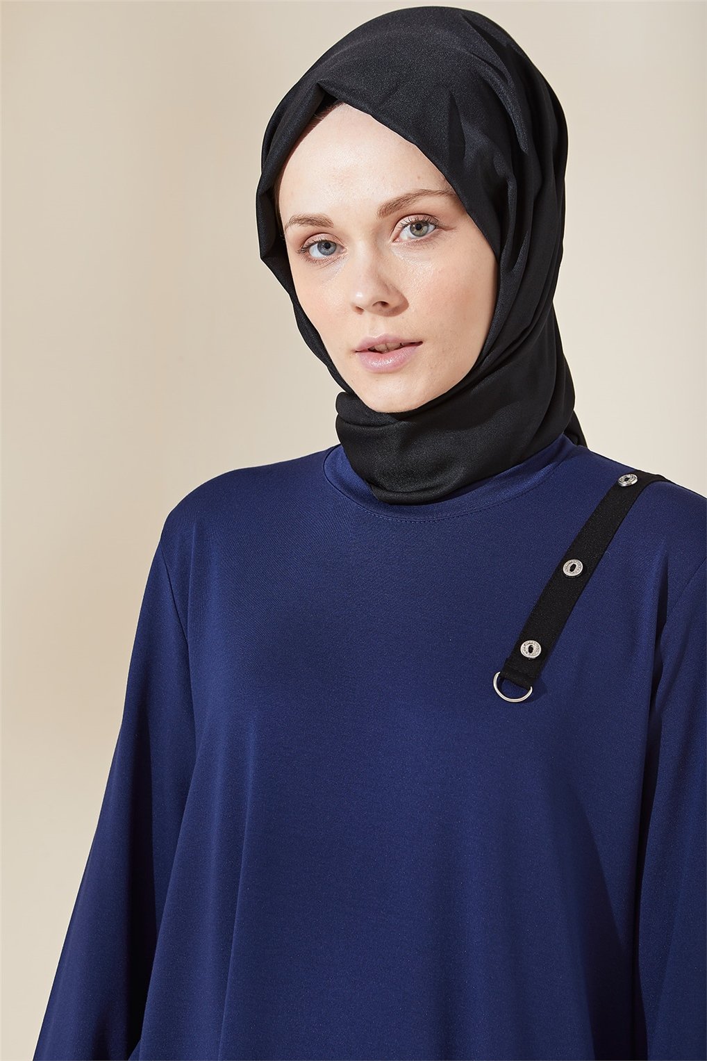 Sitare Kuş Gözü Yapıştırma Tunik 21YSNSTN6232- İndigo