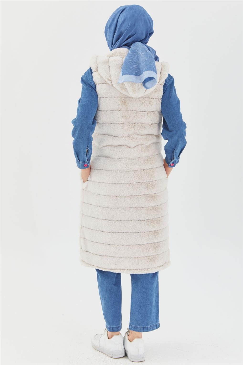 SİTARE PELUŞ ELYAF YELEK 244053- Bej