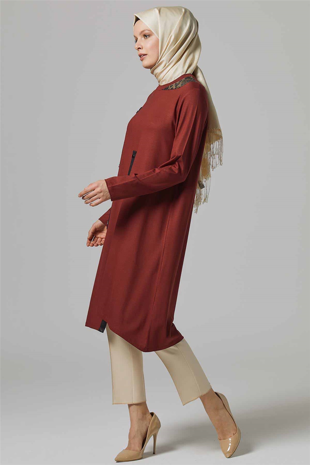 Sitare Rivet Çakmalı Tunik 6159- Bordo
