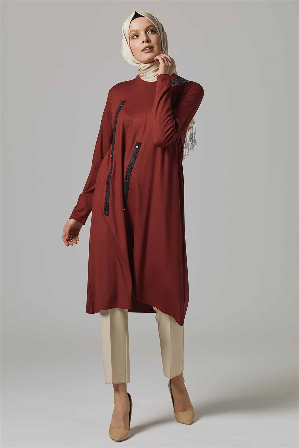 Sitare Rivet Çakmalı Tunik 6159- Bordo