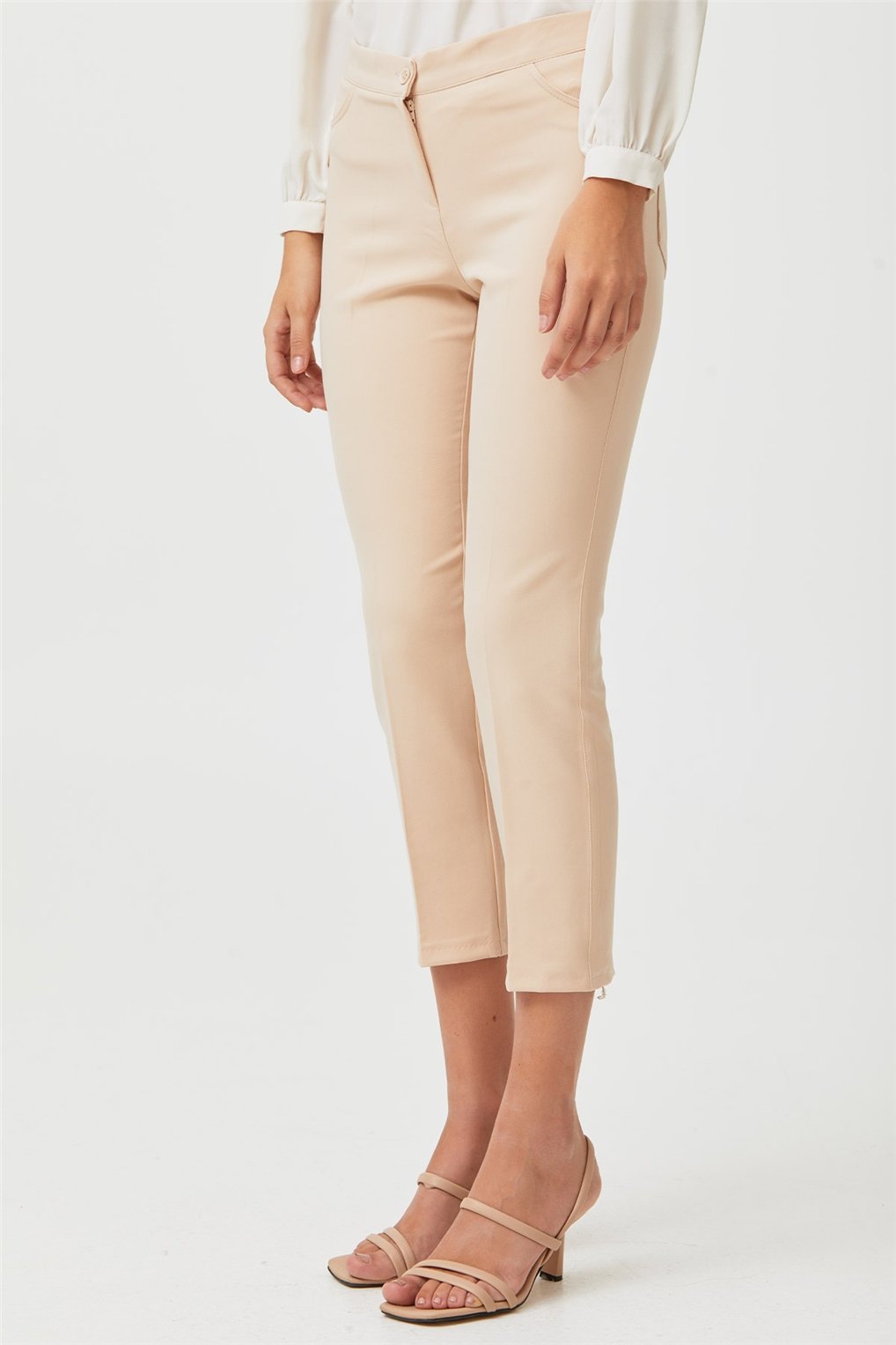 Sitare Spor 5 Cep Bilekboy Pantolon- Bej