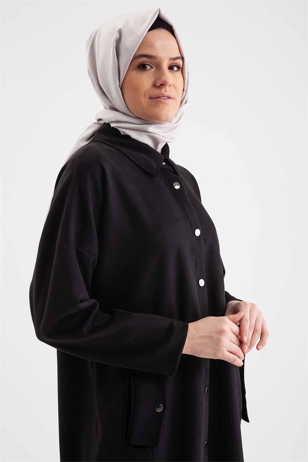 Sitare Süet Düşük Kol Giy-Çık 21K877- Siyah