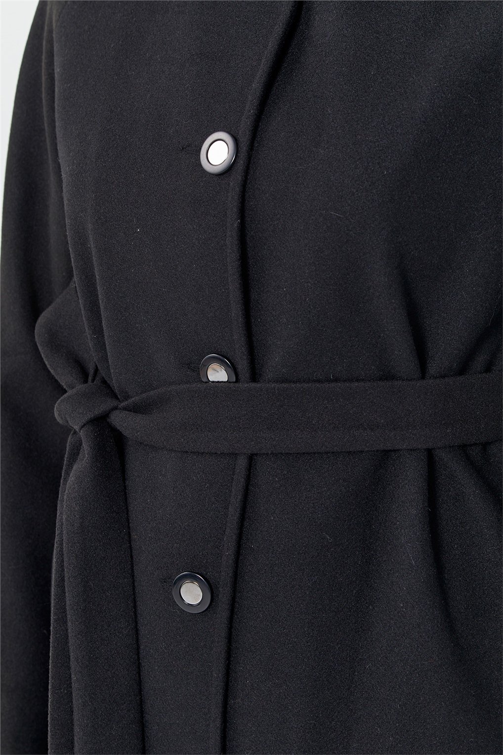 SİTARE TUNA BOYLU REGLAN KABAN 230548- Siyah