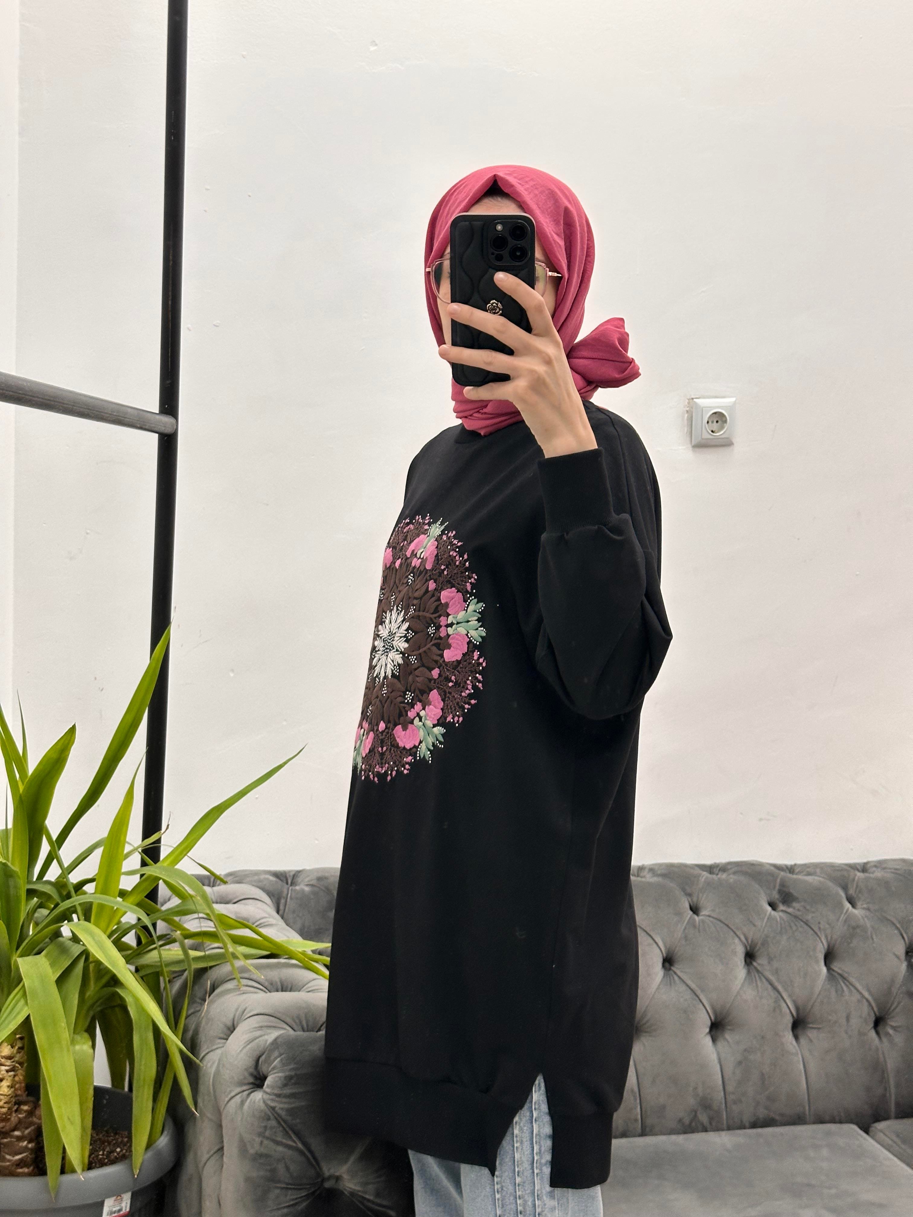 10668 Nakış Sweat Siyah