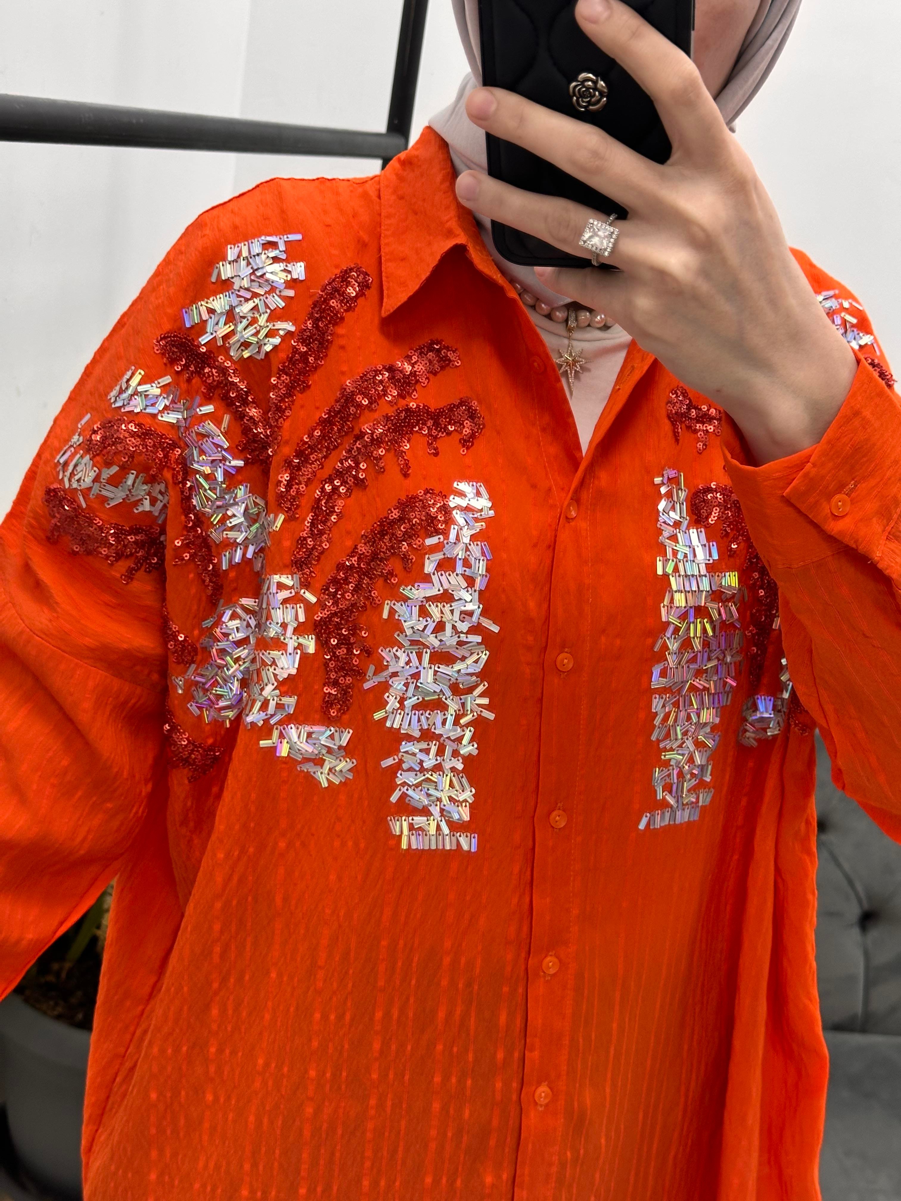 3418 Samsa Gömlek Turuncu