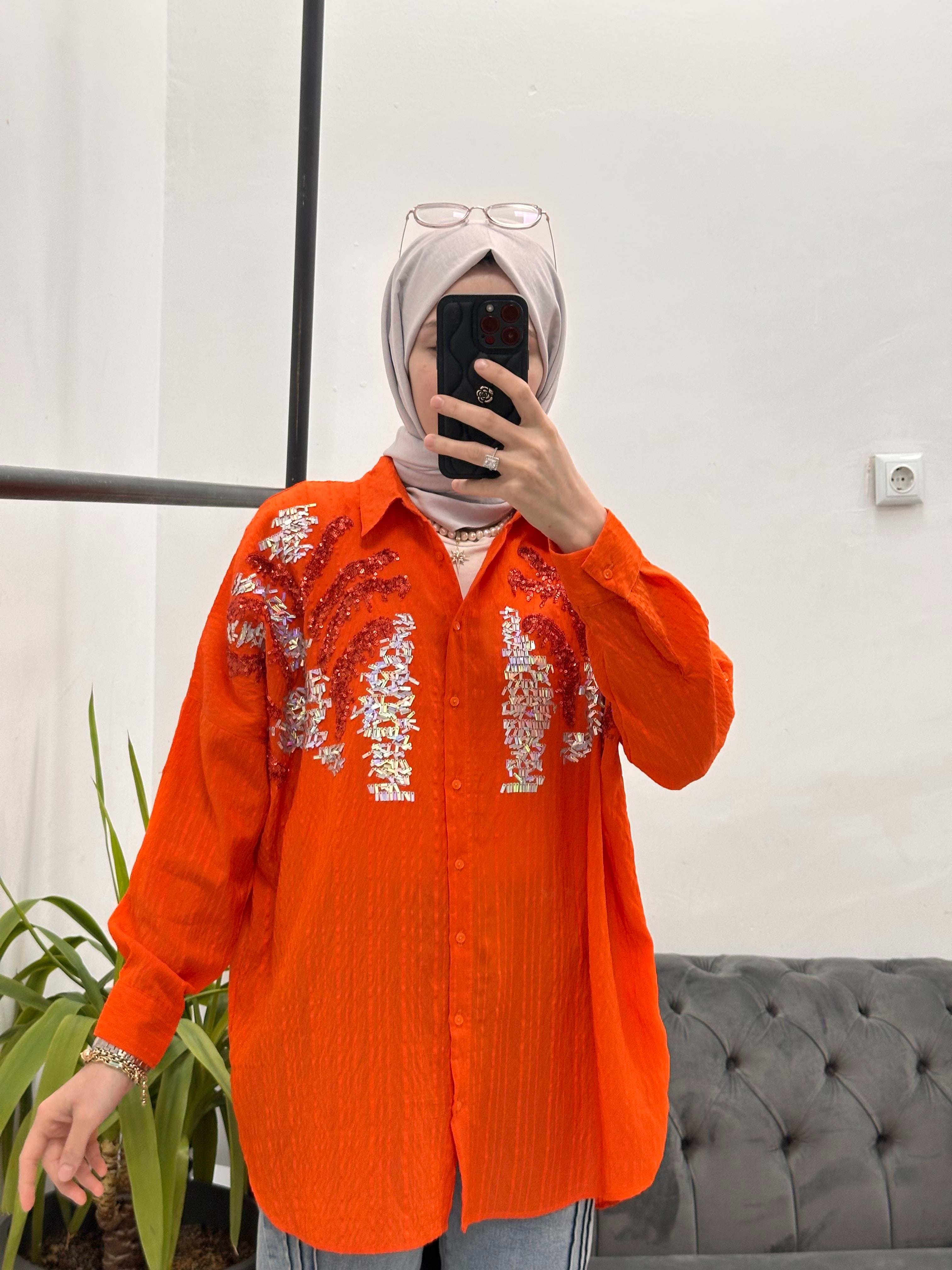 3418 Samsa Gömlek Turuncu