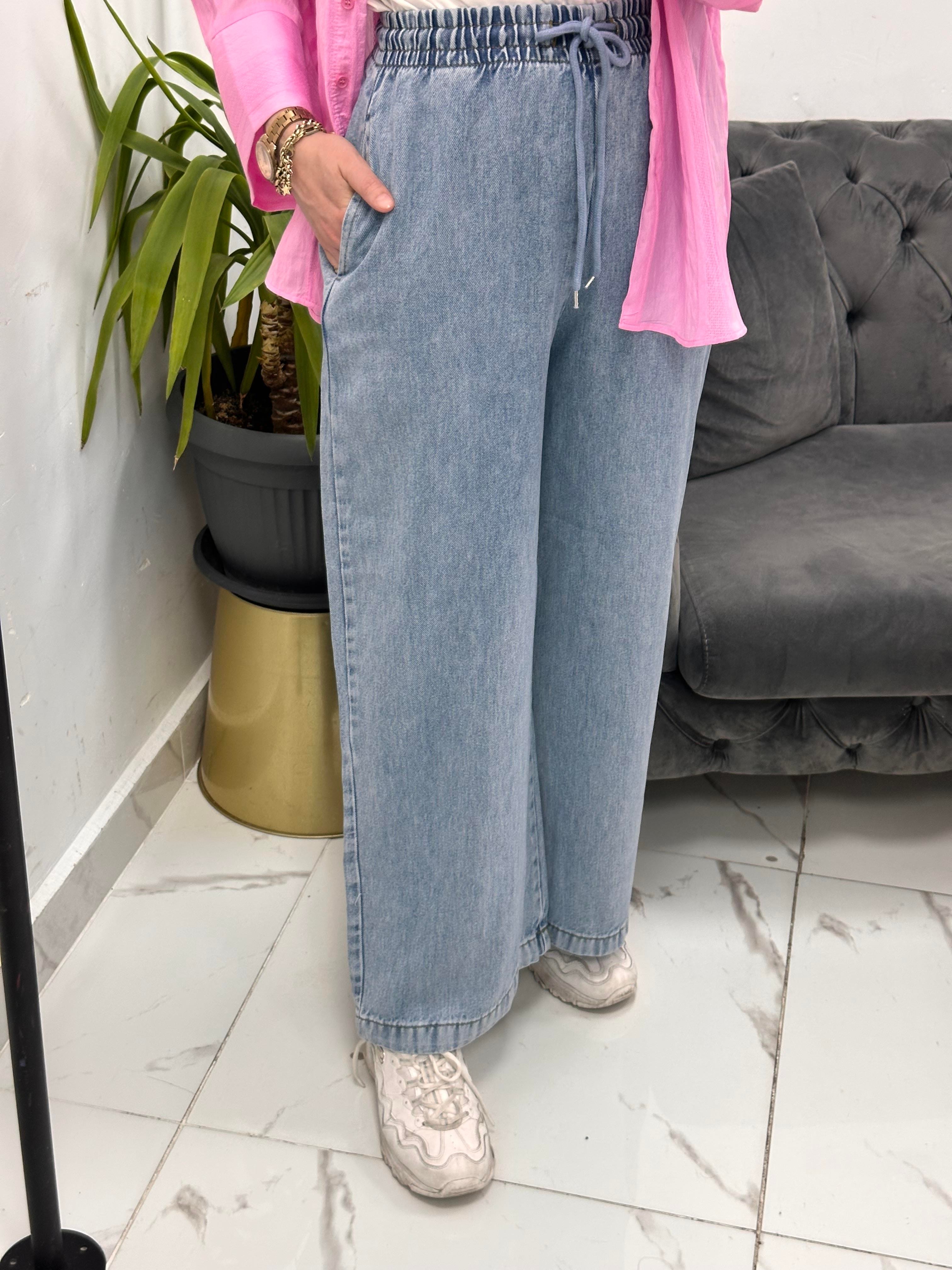 Beli Lastikli Bol Paça Jean