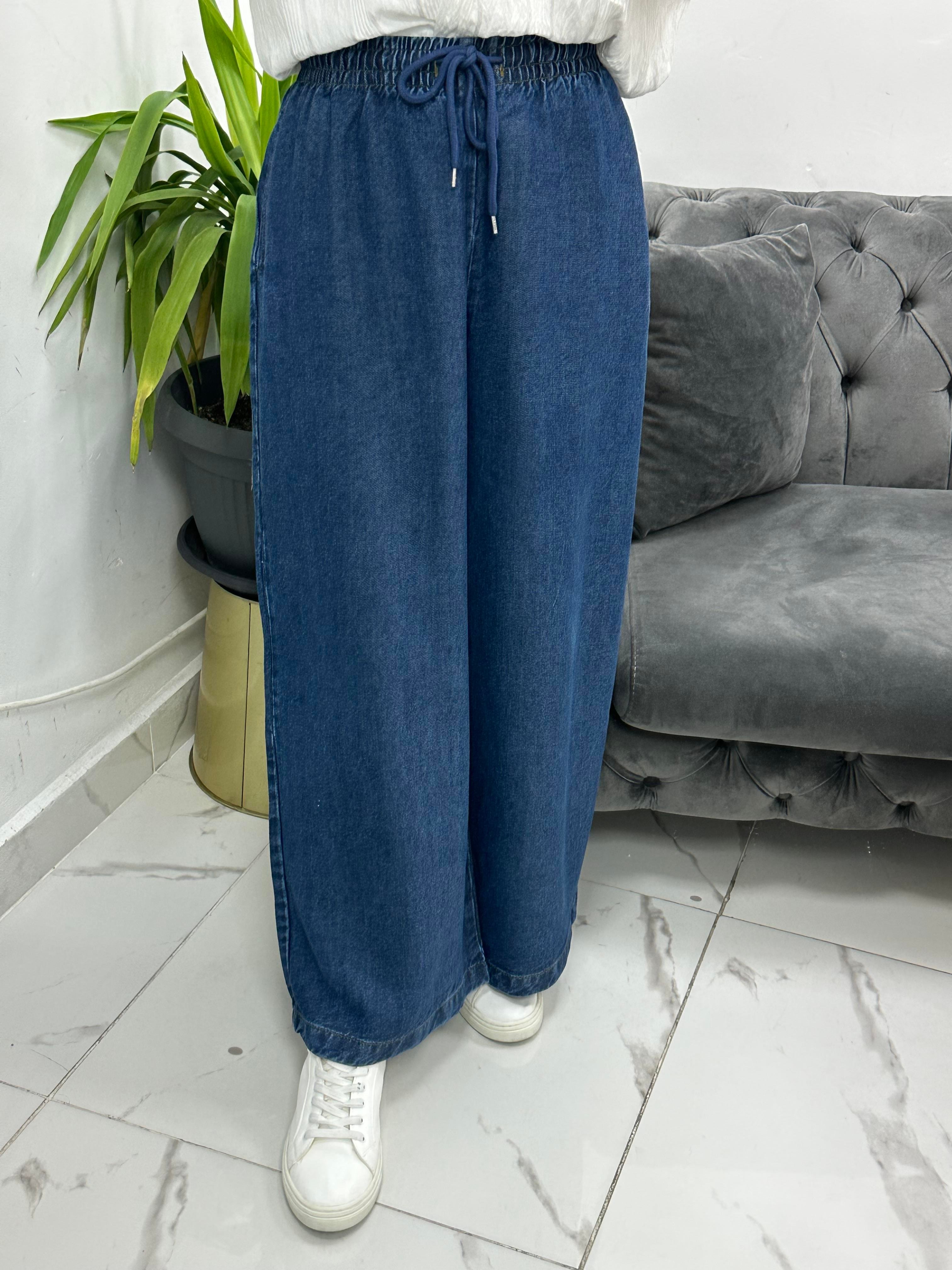 Beli Lastikli Bol Paça Koyu Kot