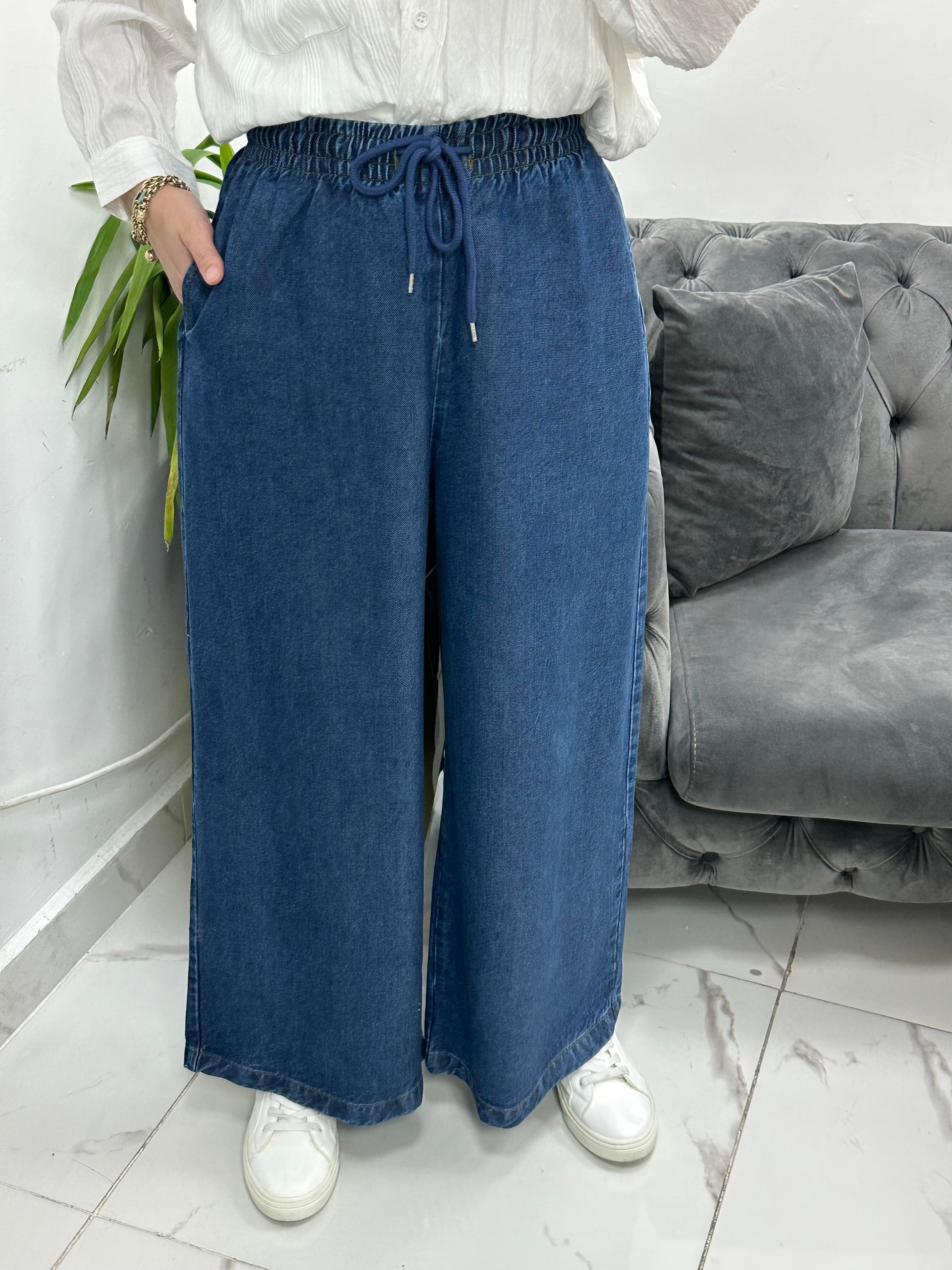 Beli Lastikli Bol Paça Koyu Kot