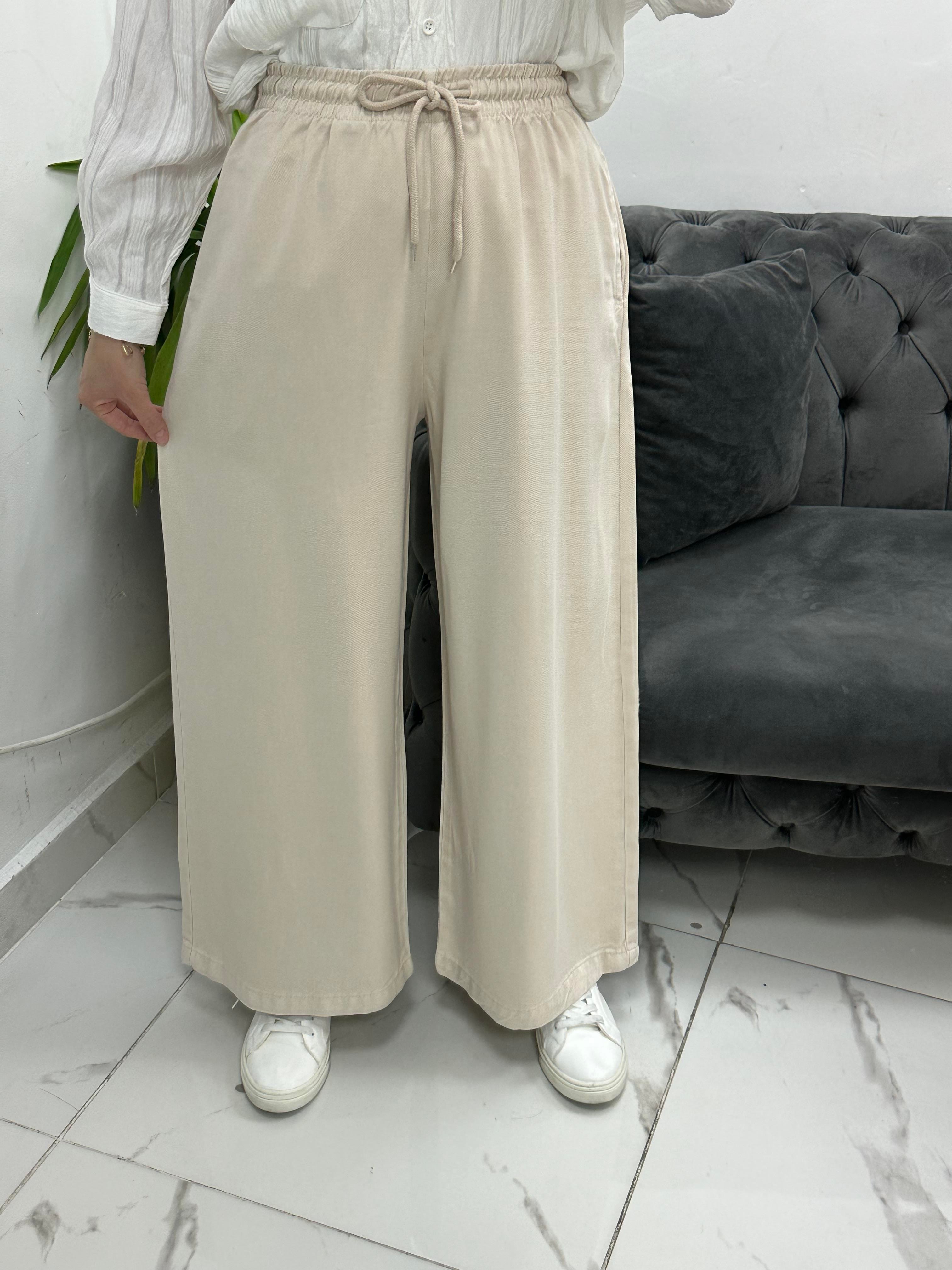 Beli Lastikli Bol Paça Krem