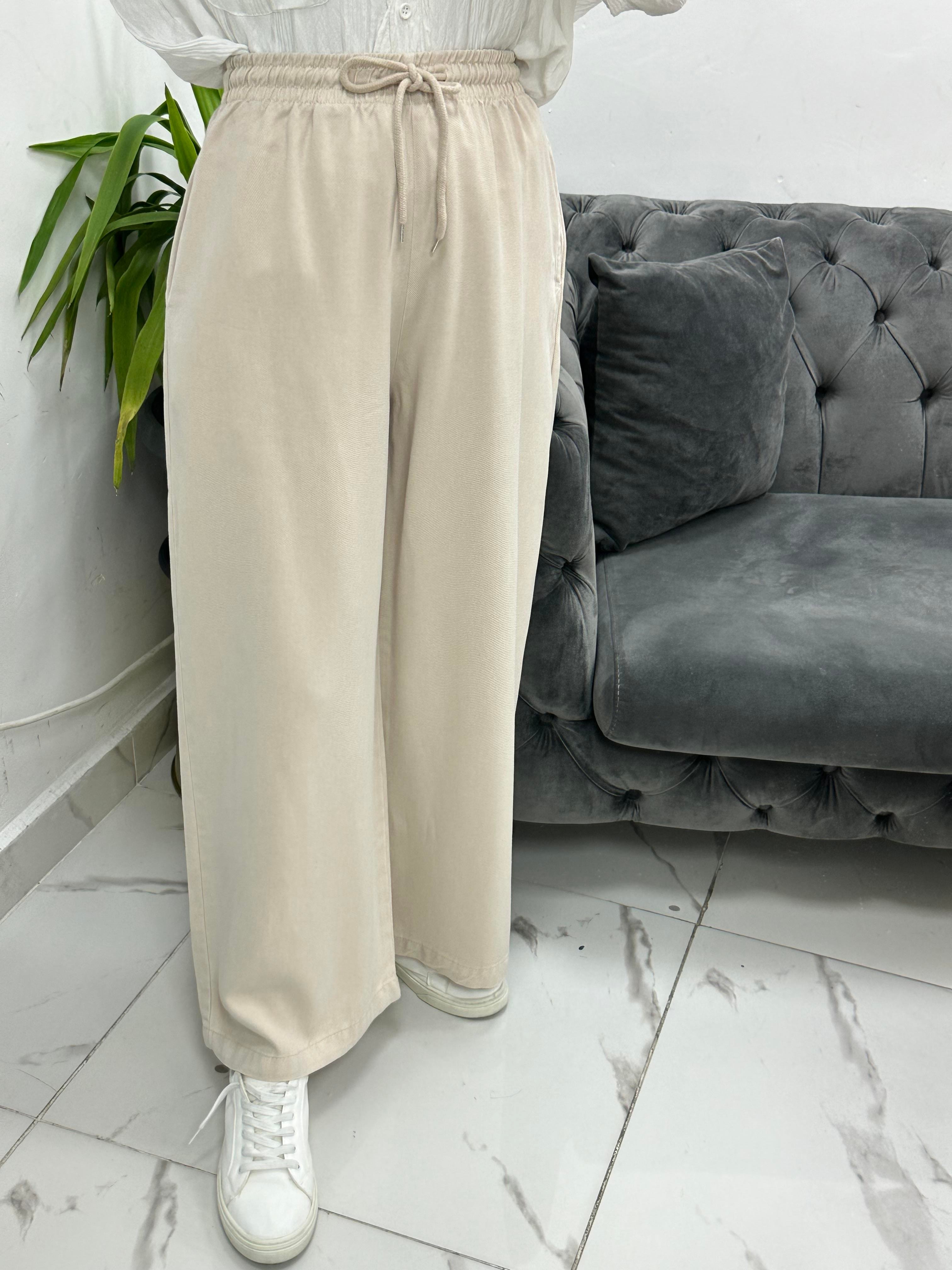 Beli Lastikli Bol Paça Krem