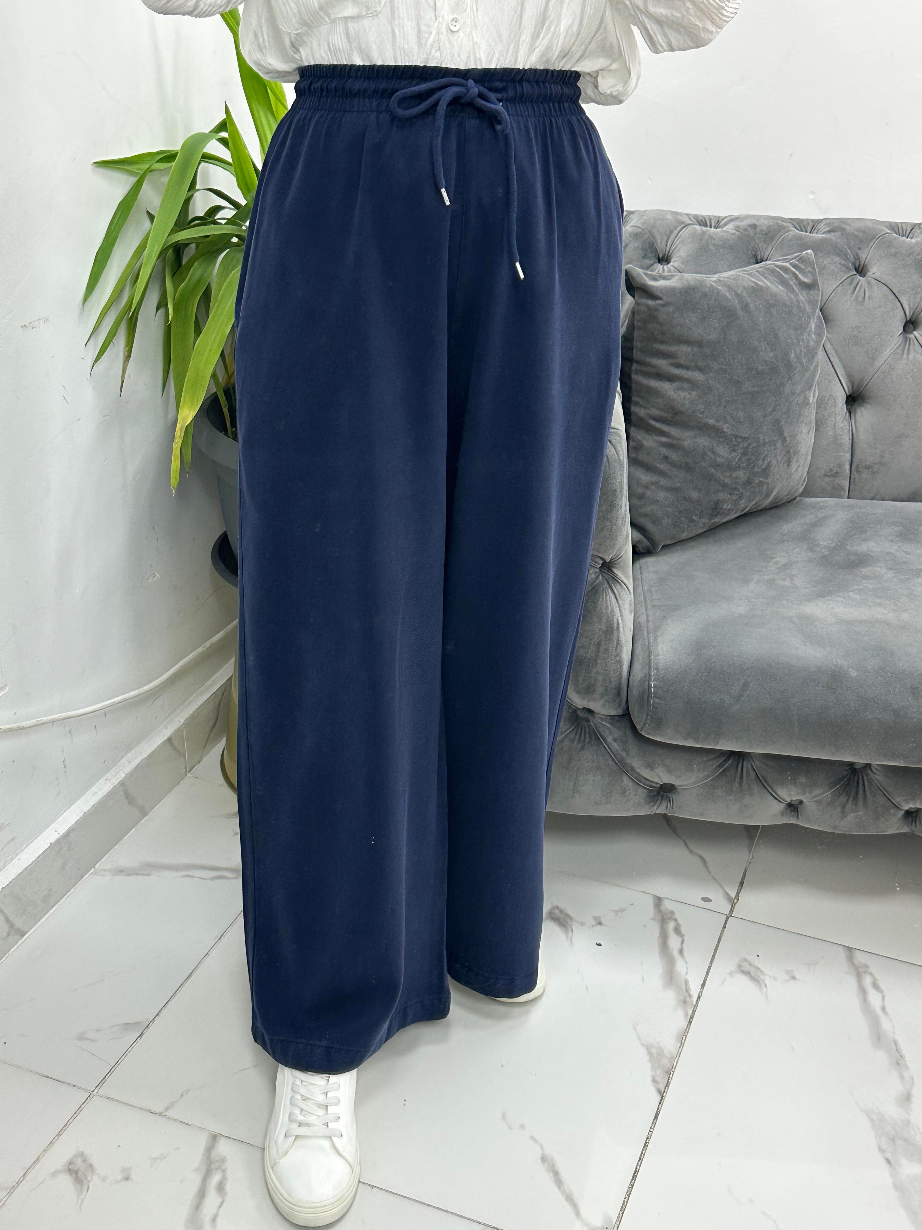 Beli Lastikli Bol Paça Lacivert