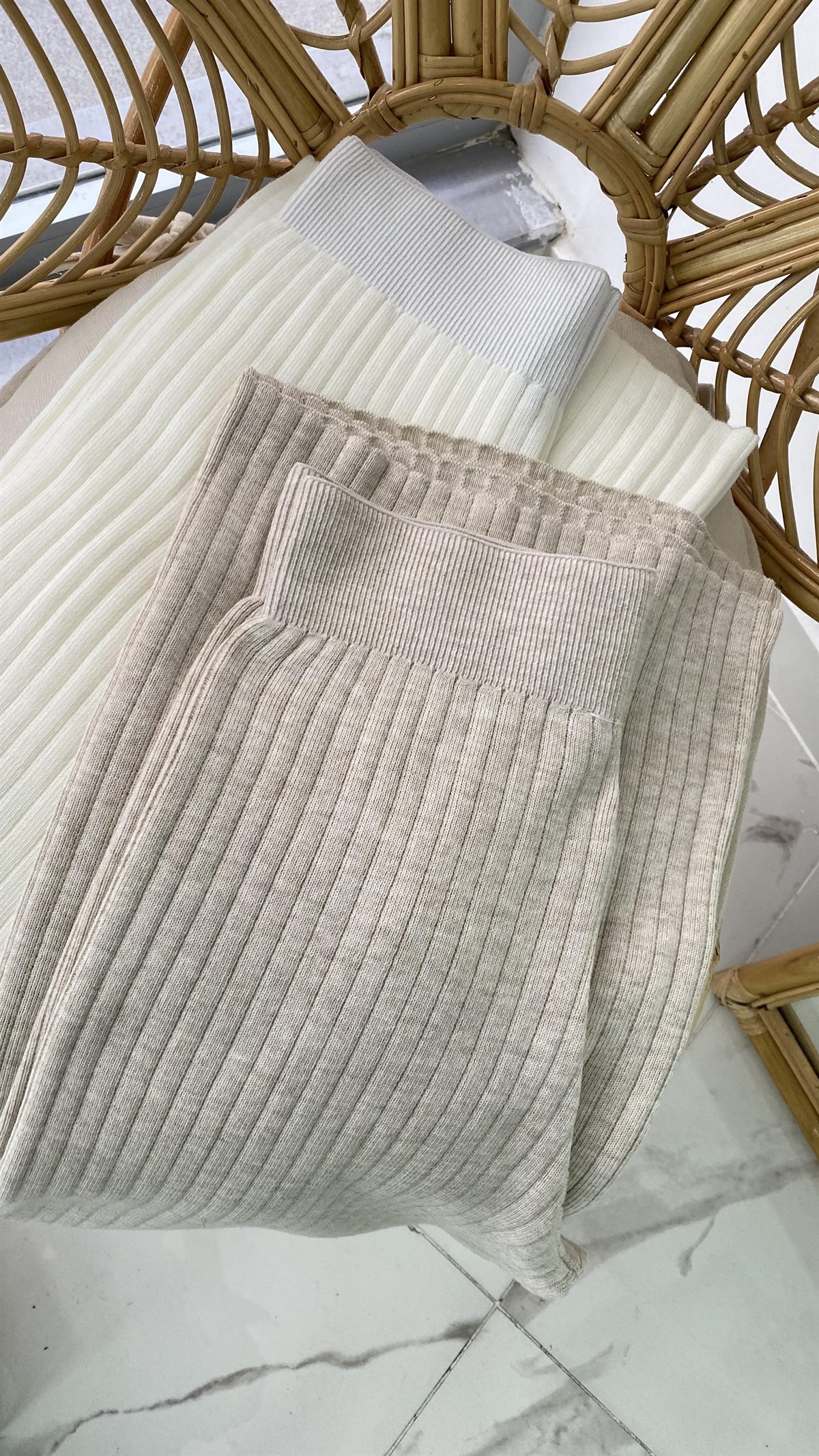 FİTİLLİ TRİKO PANTOLON EKRU