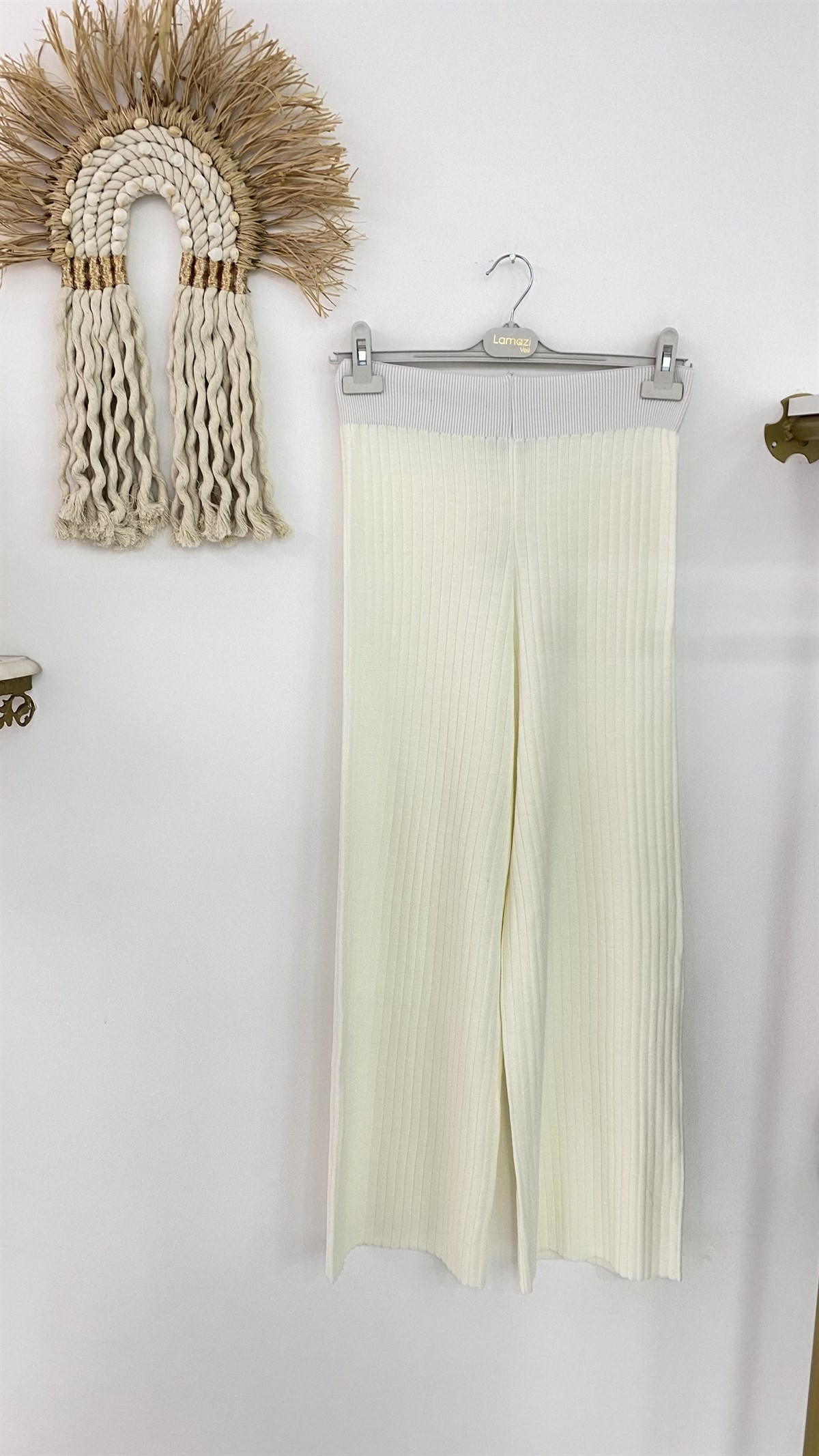 FİTİLLİ TRİKO PANTOLON EKRU