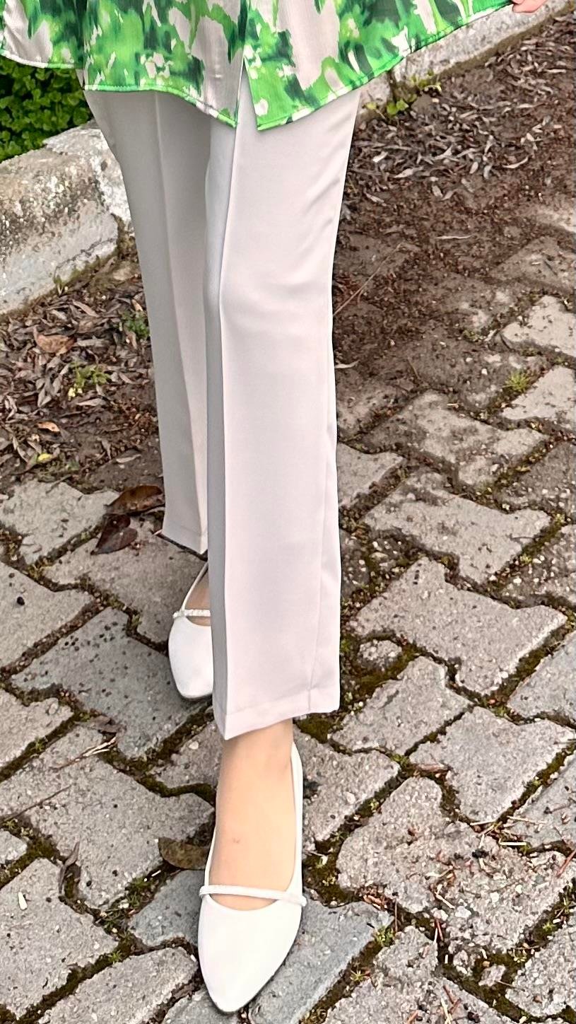 İpek Krep Pantolon Taş