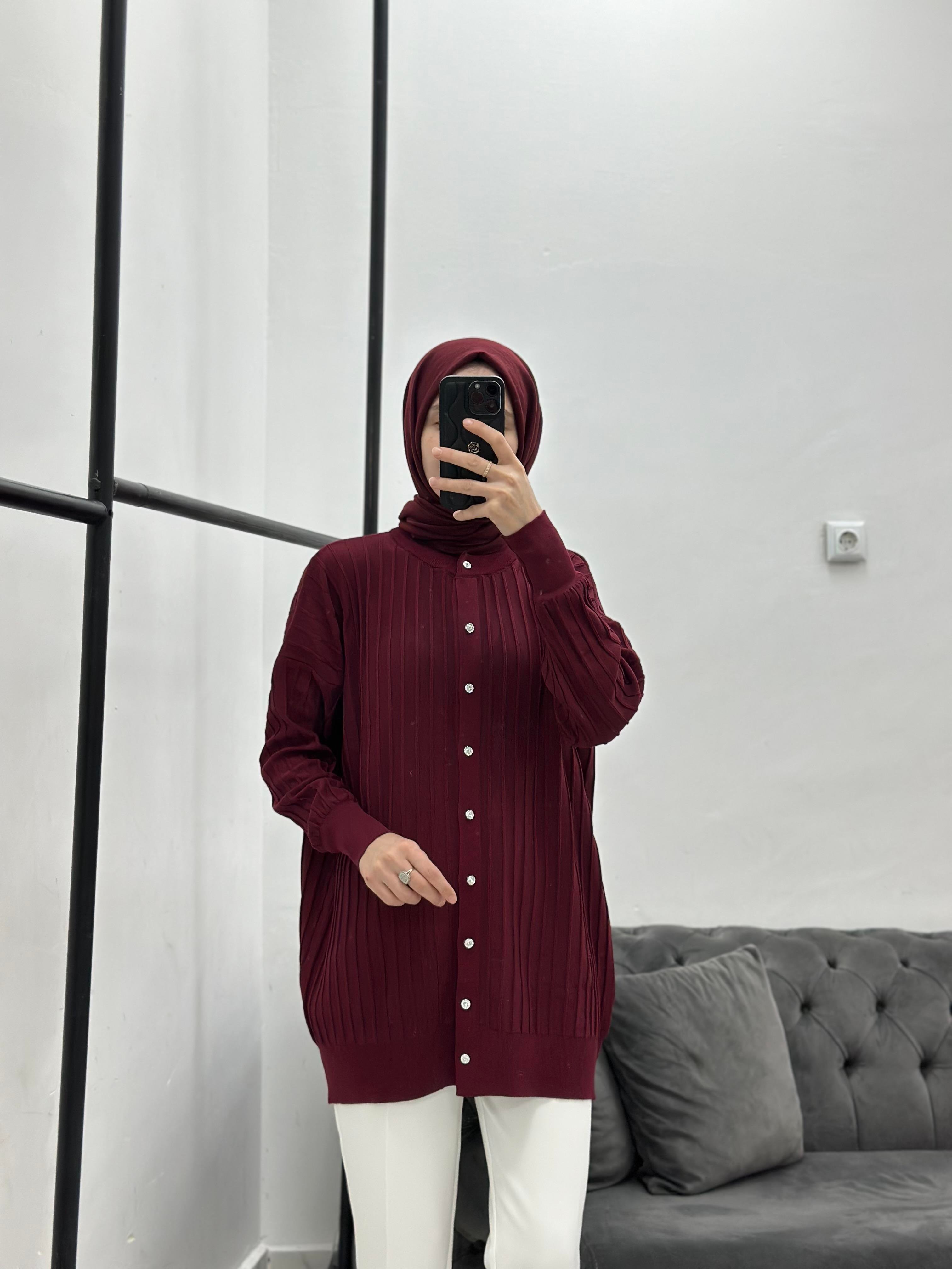 Merserize Hırka Bordo