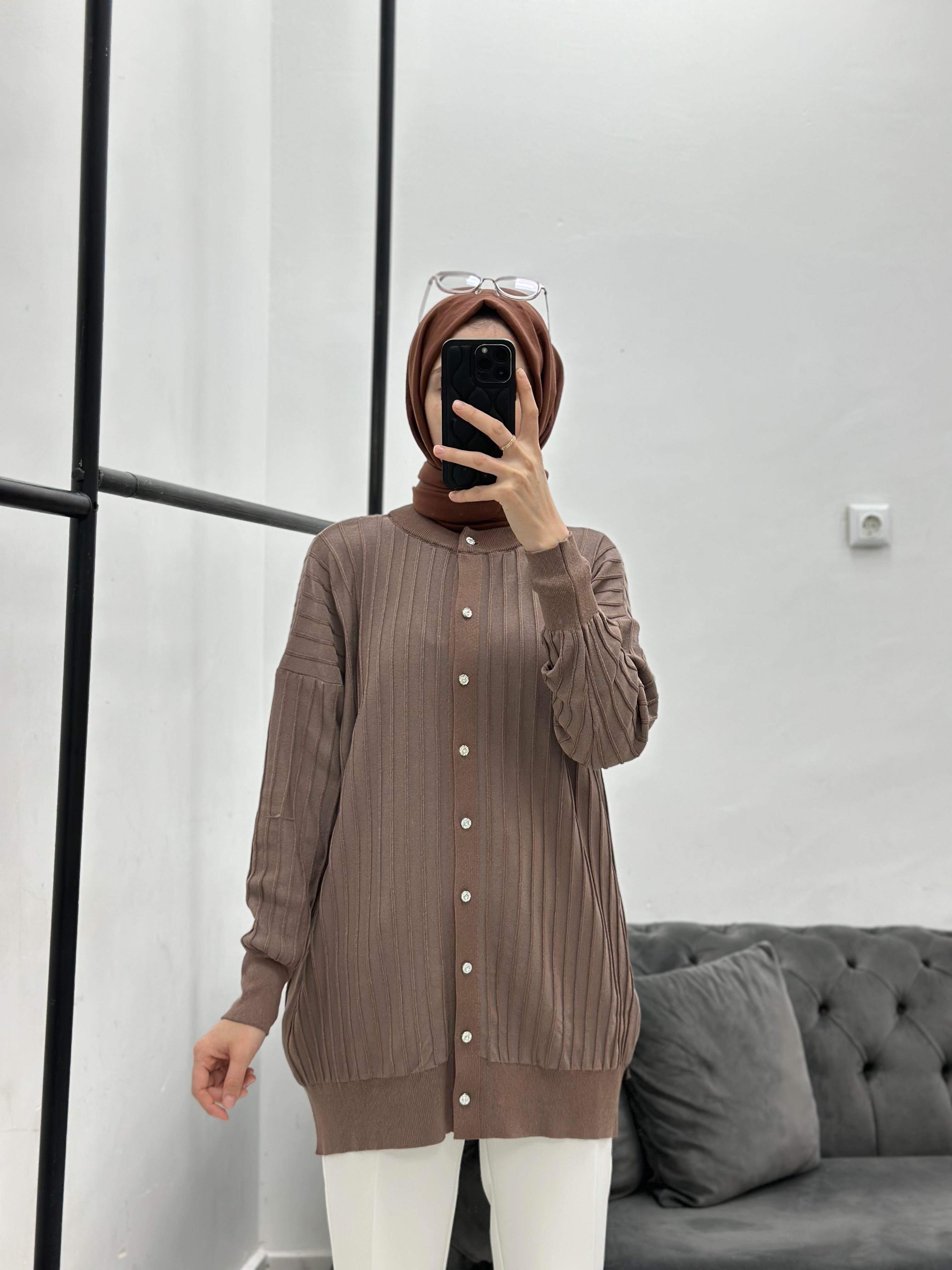 Merserize Hırka Kahve