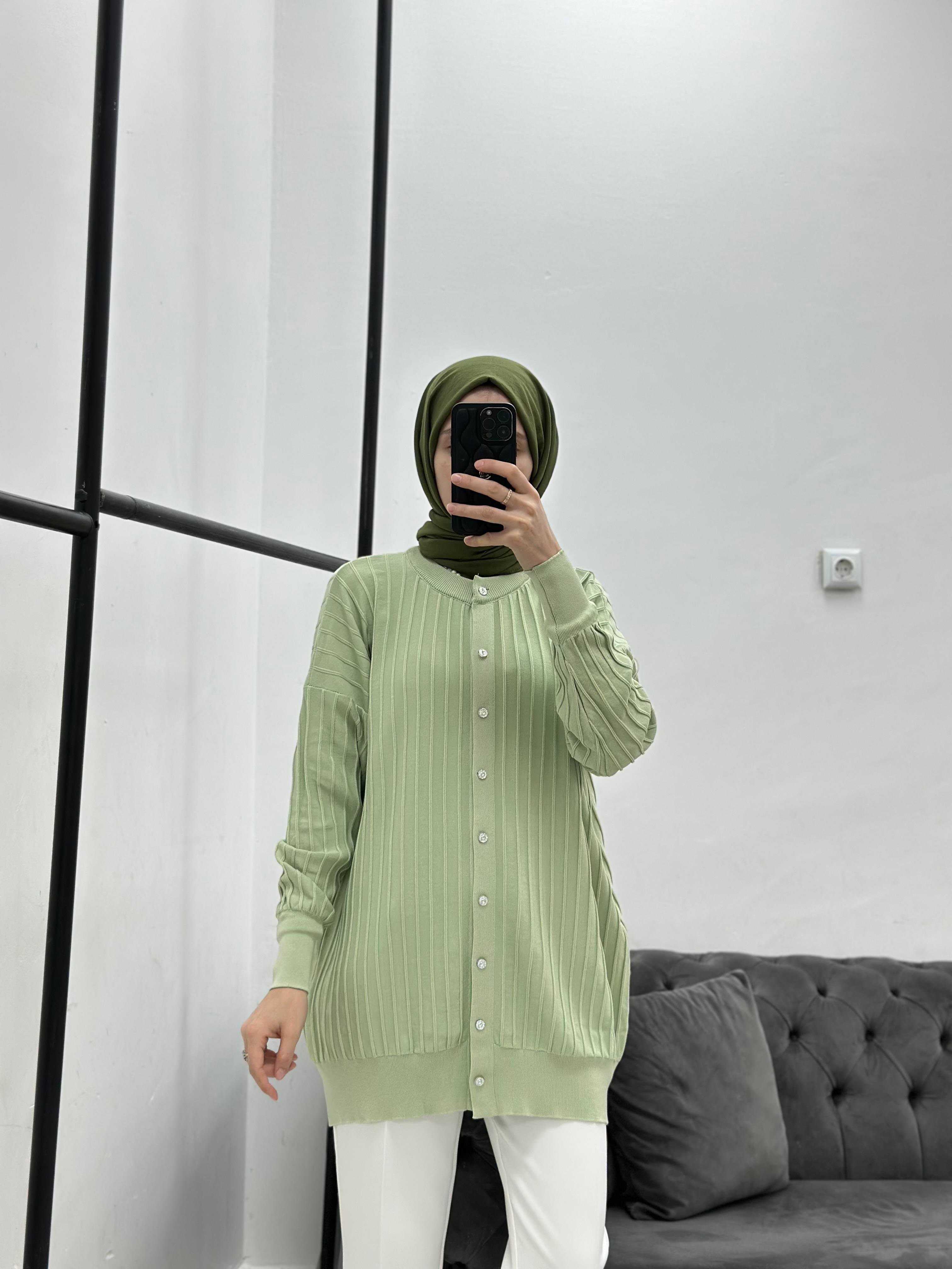 Merserize Hırka Su Yeşili