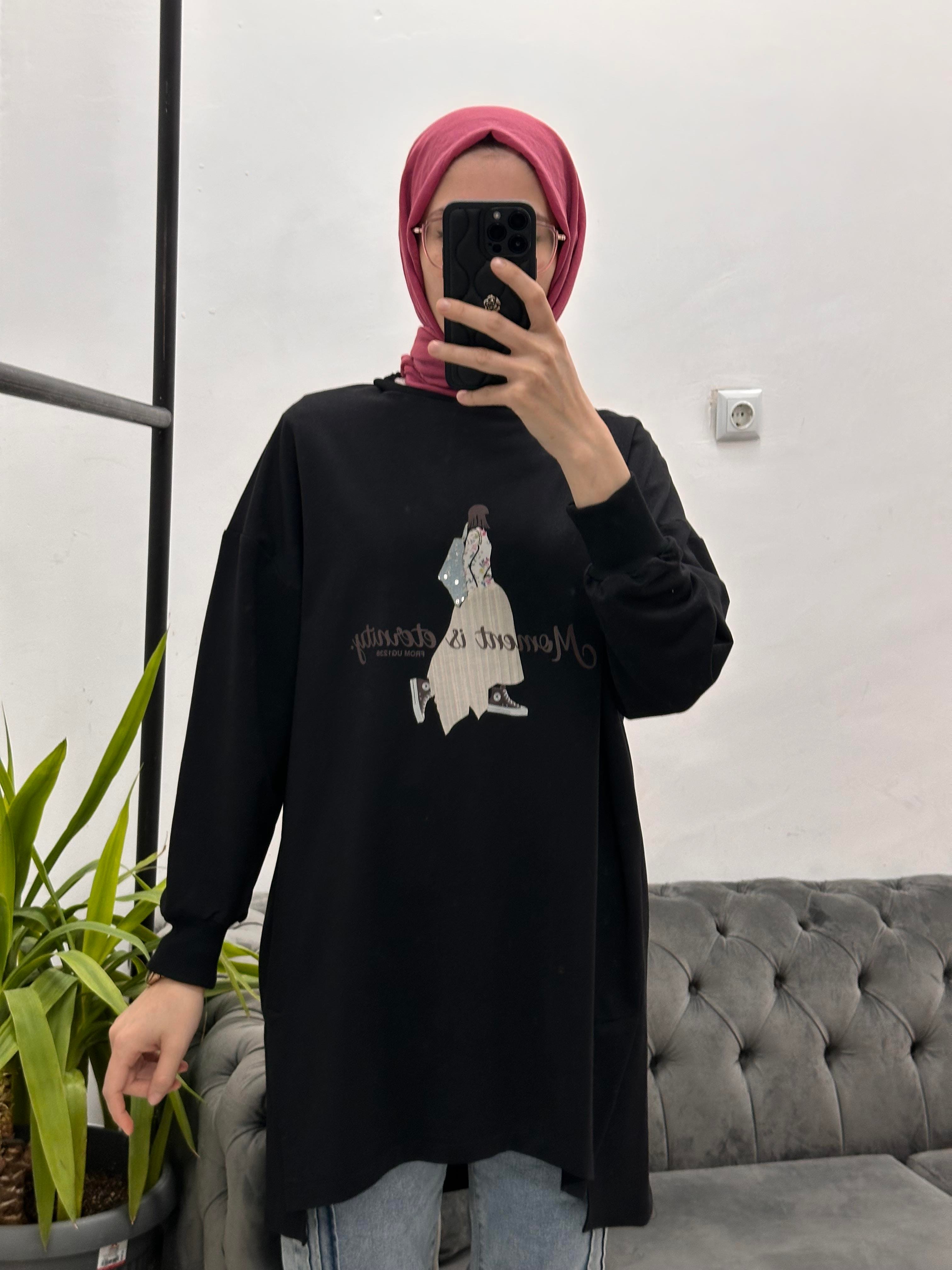 Oversize Siyah Sweat