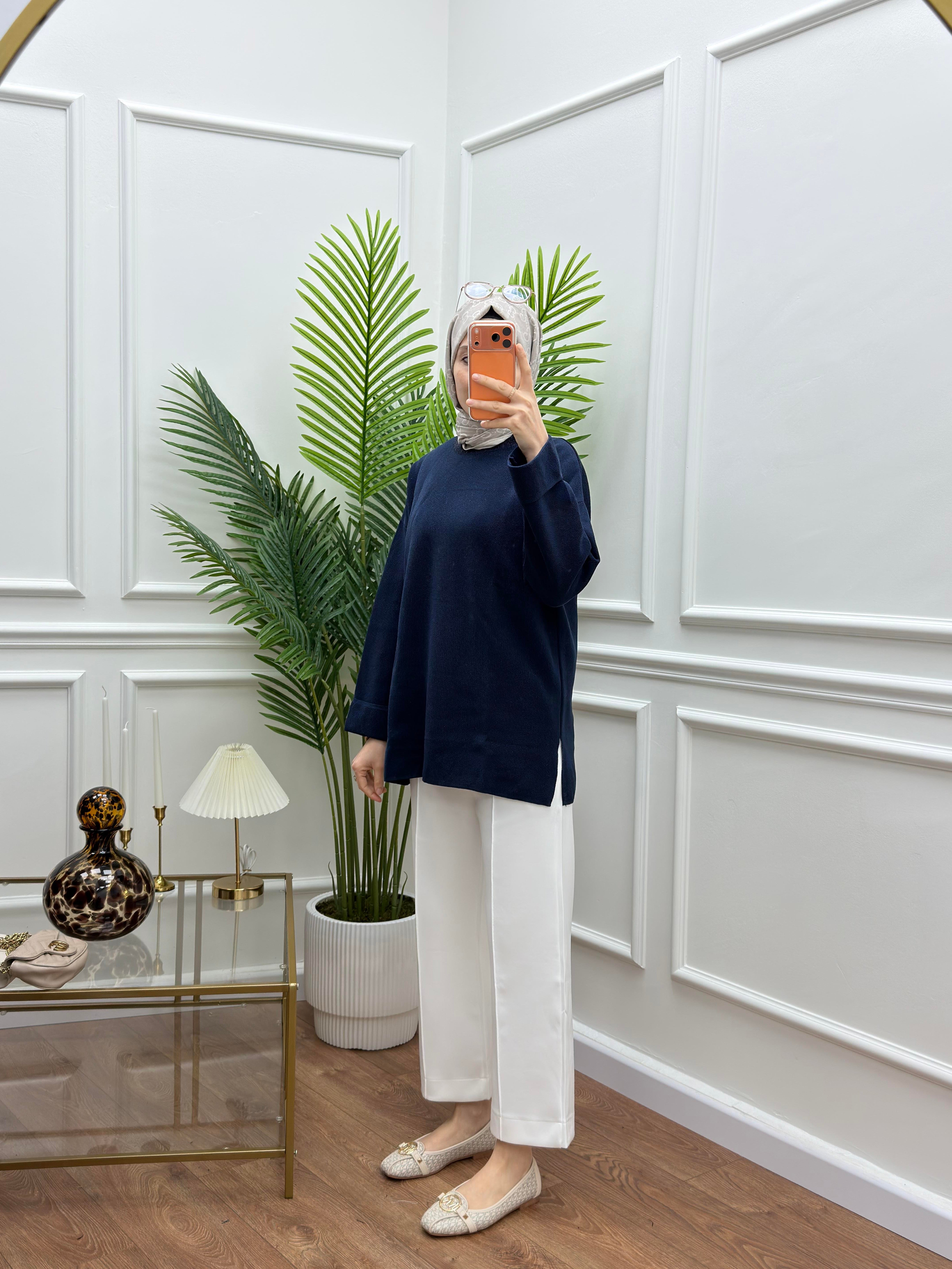 Simli Basic Triko Lacivert