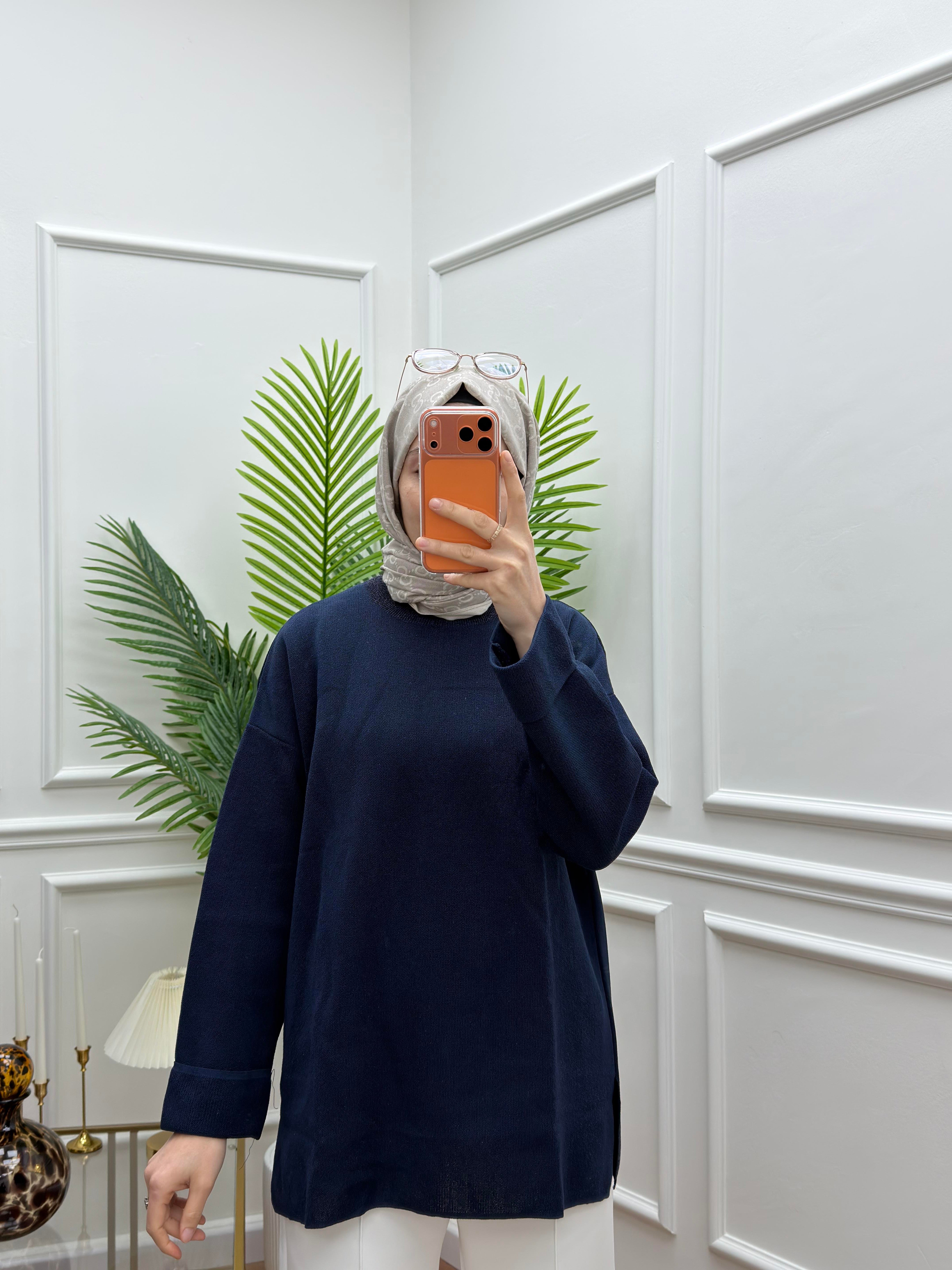 Simli Basic Triko Lacivert