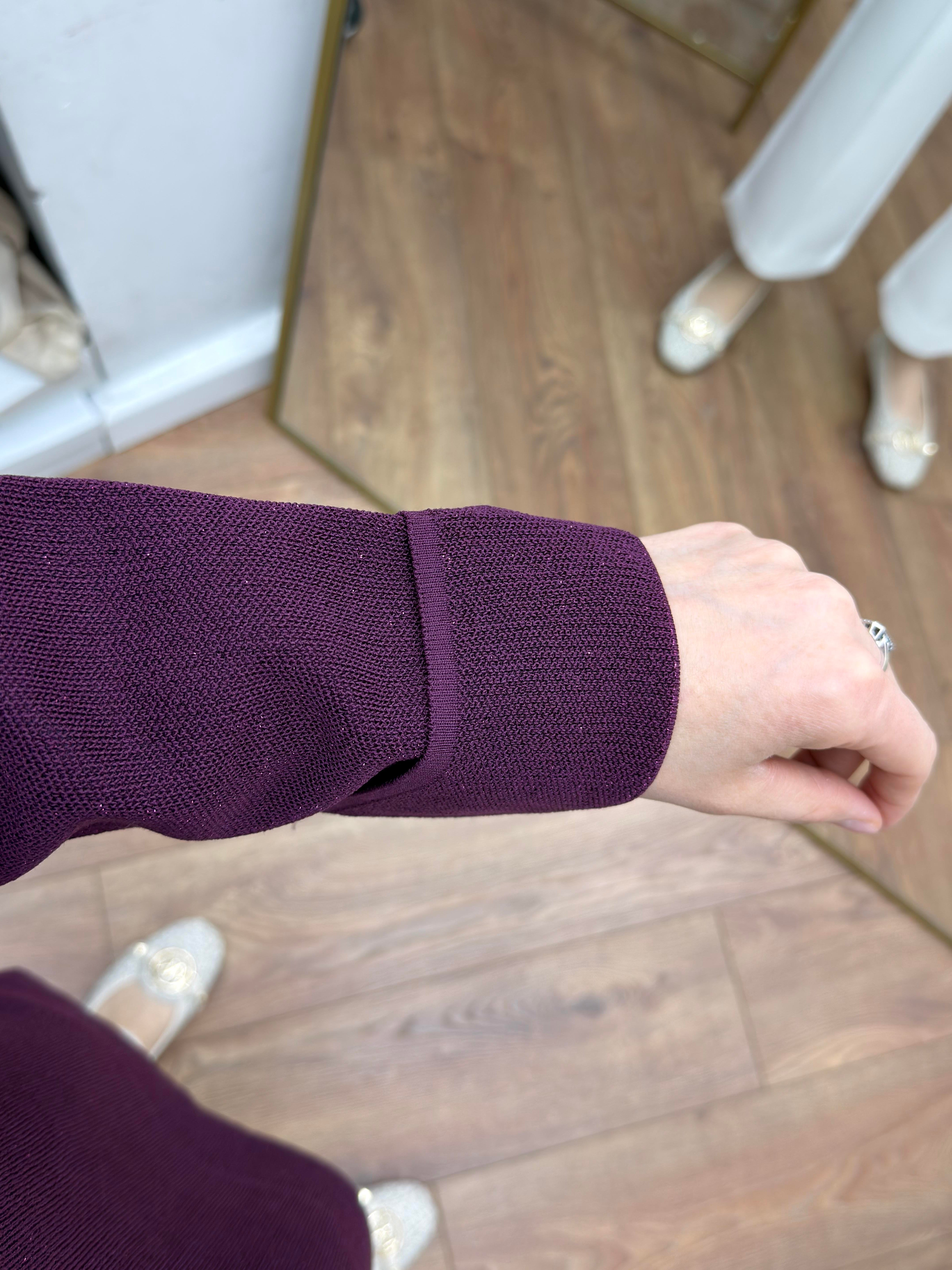 Simli Basic Triko Mürdüm