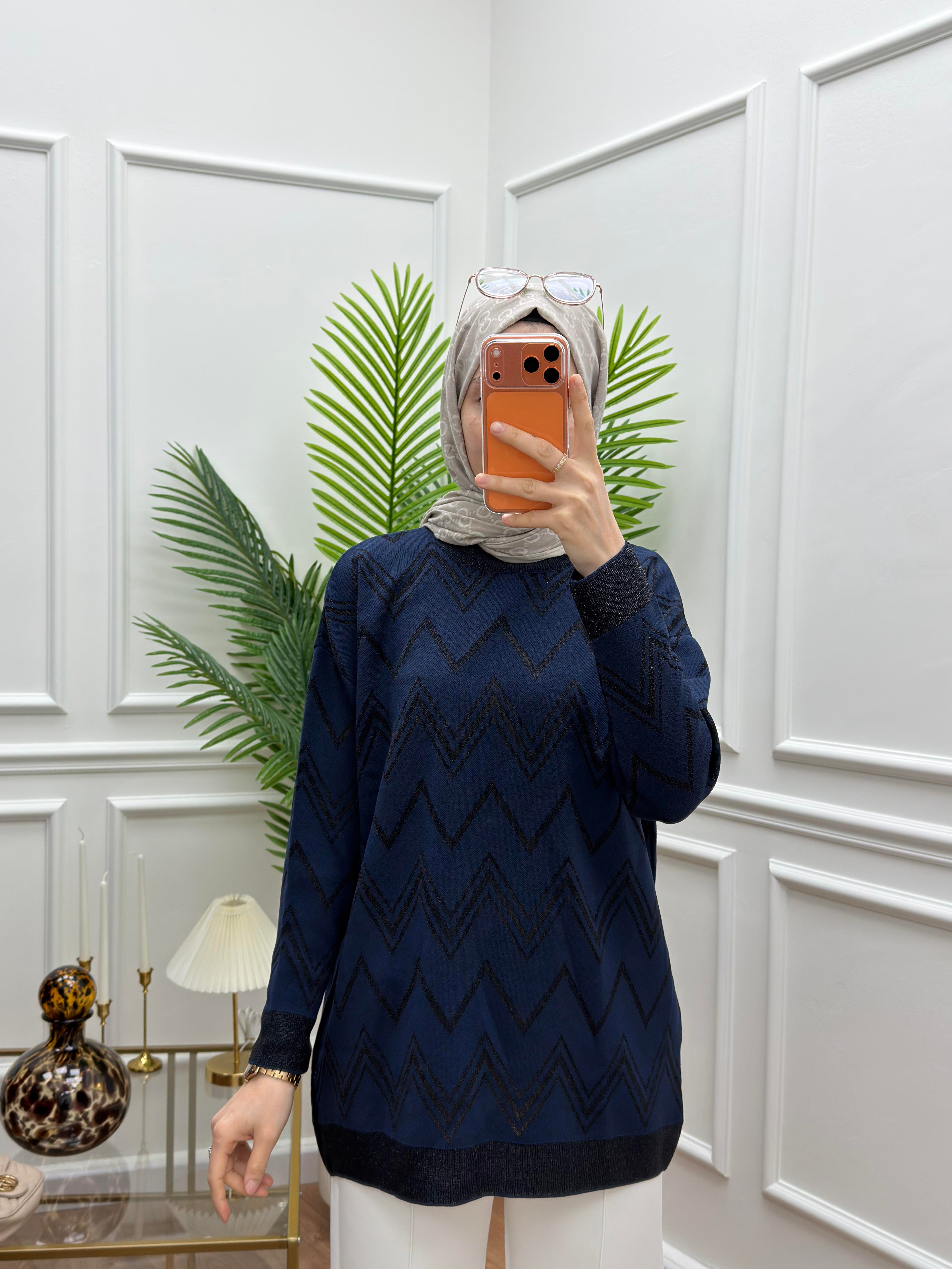 Zikzak Triko Lacivert