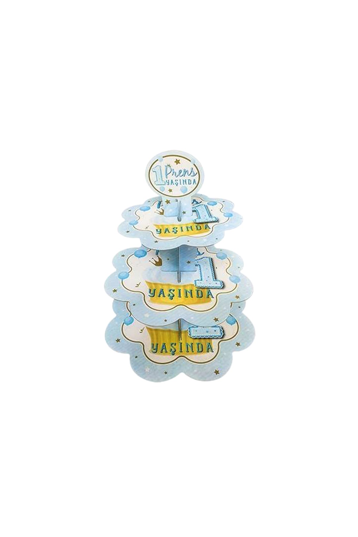 1 Yaş Mavi Kek Standı Karton 3 KatlıPartistPSPST1568
