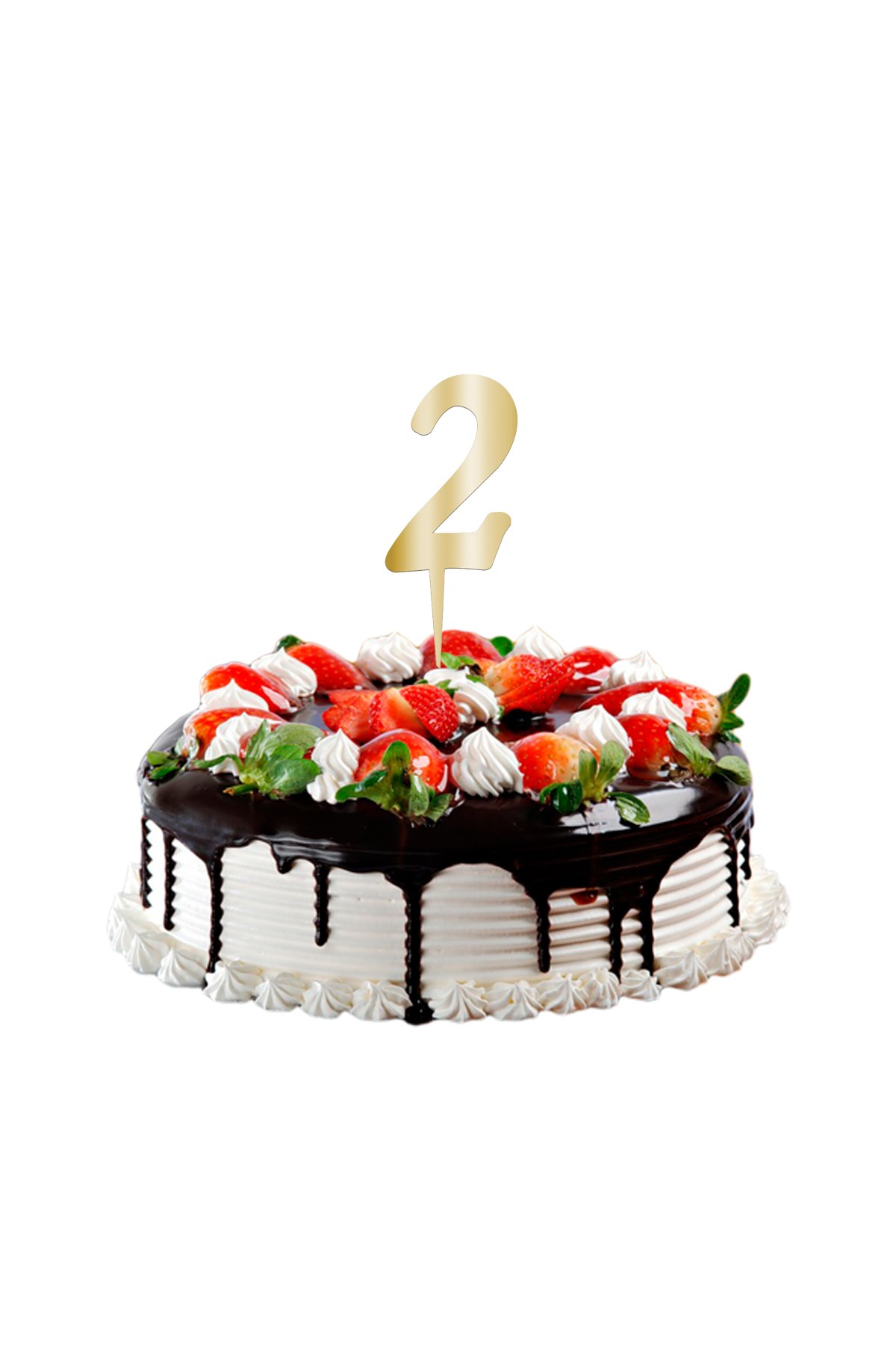 2 Rakam Pasta Üstü Pleksi Yazı Gold 12cmPartistST2291