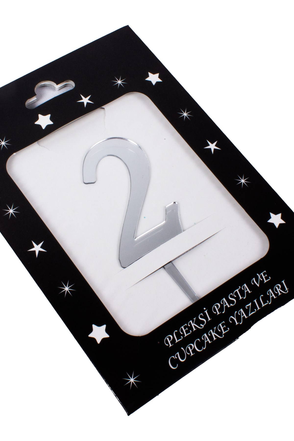 2 Rakam Pasta Üstü Pleksi Yazı Gümüş 12cmPartistST2292