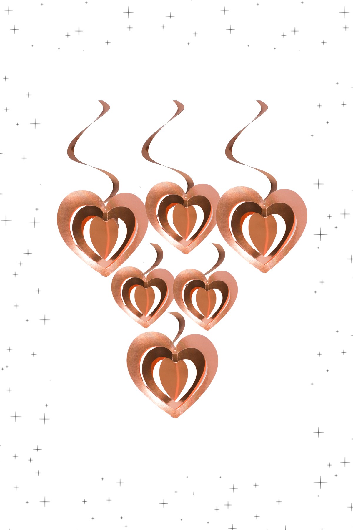 3D Kalp Sarkıt Tavan Süs Gold Rose (Bronz) 12'liPartistST2155