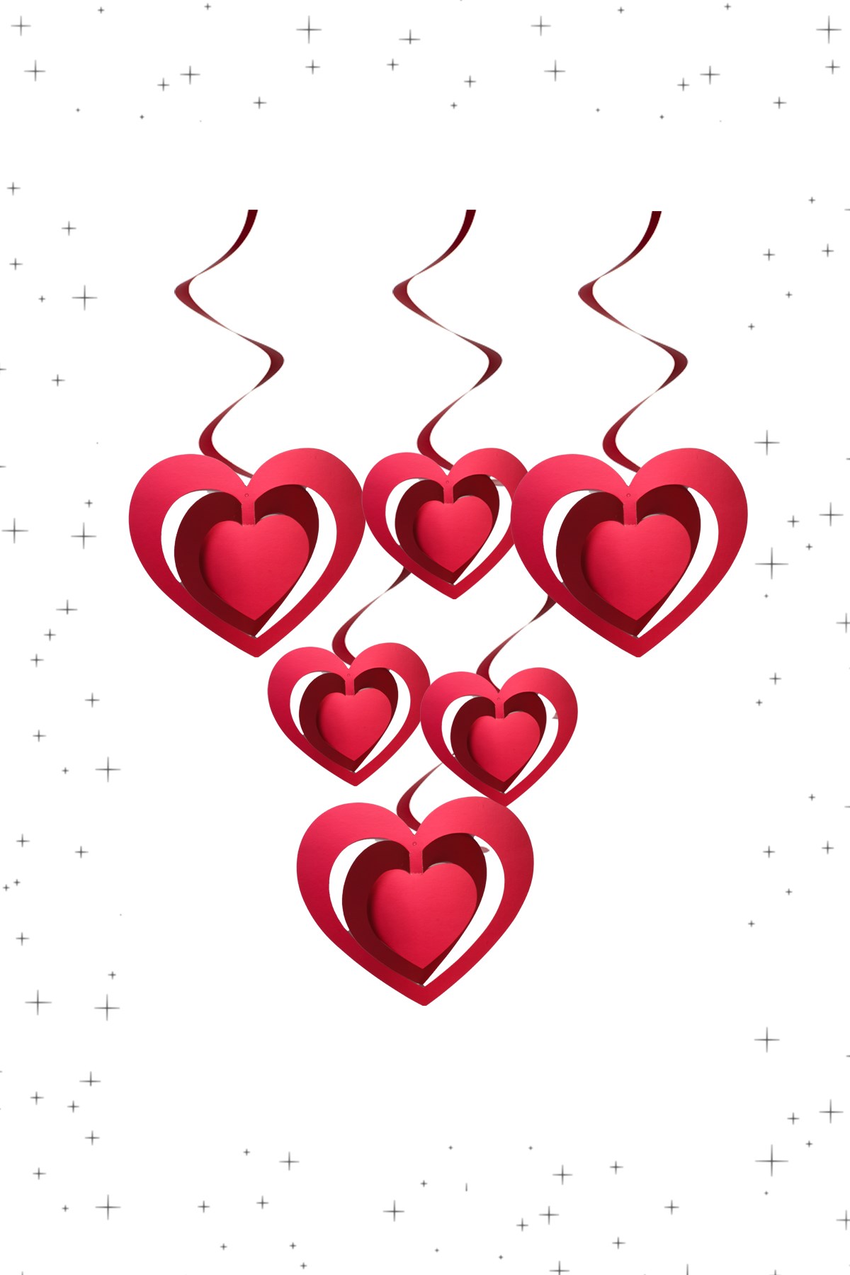 3D Kalp Sarkıt Tavan Süs Kırmızı 12'liPartistST2152